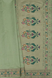 Pastel Green Tussar Silk Paithani with Asawali border and Samay Pallu