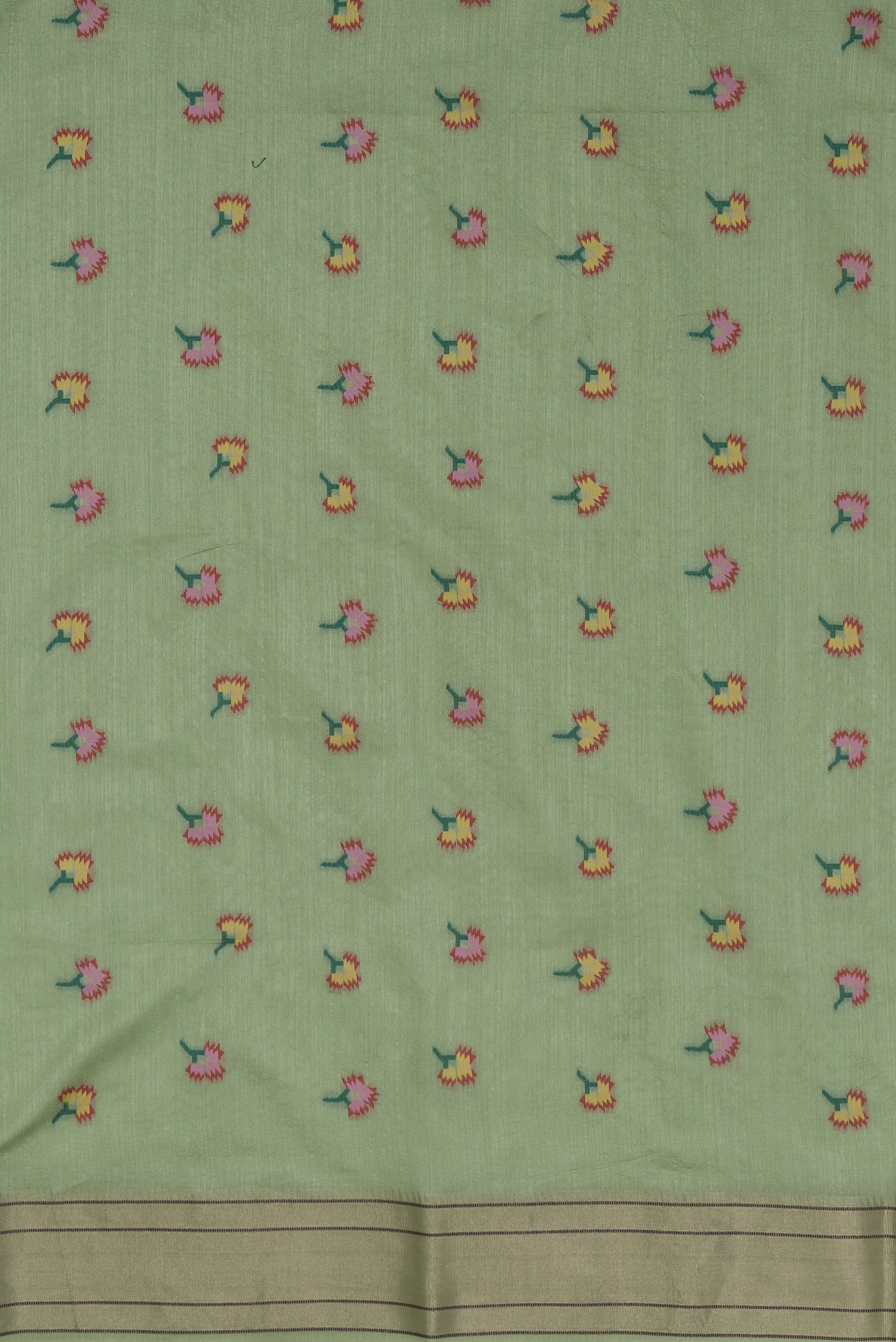 Pastel Green Tussar Silk Paithani with Asawali border and Samay Pallu
