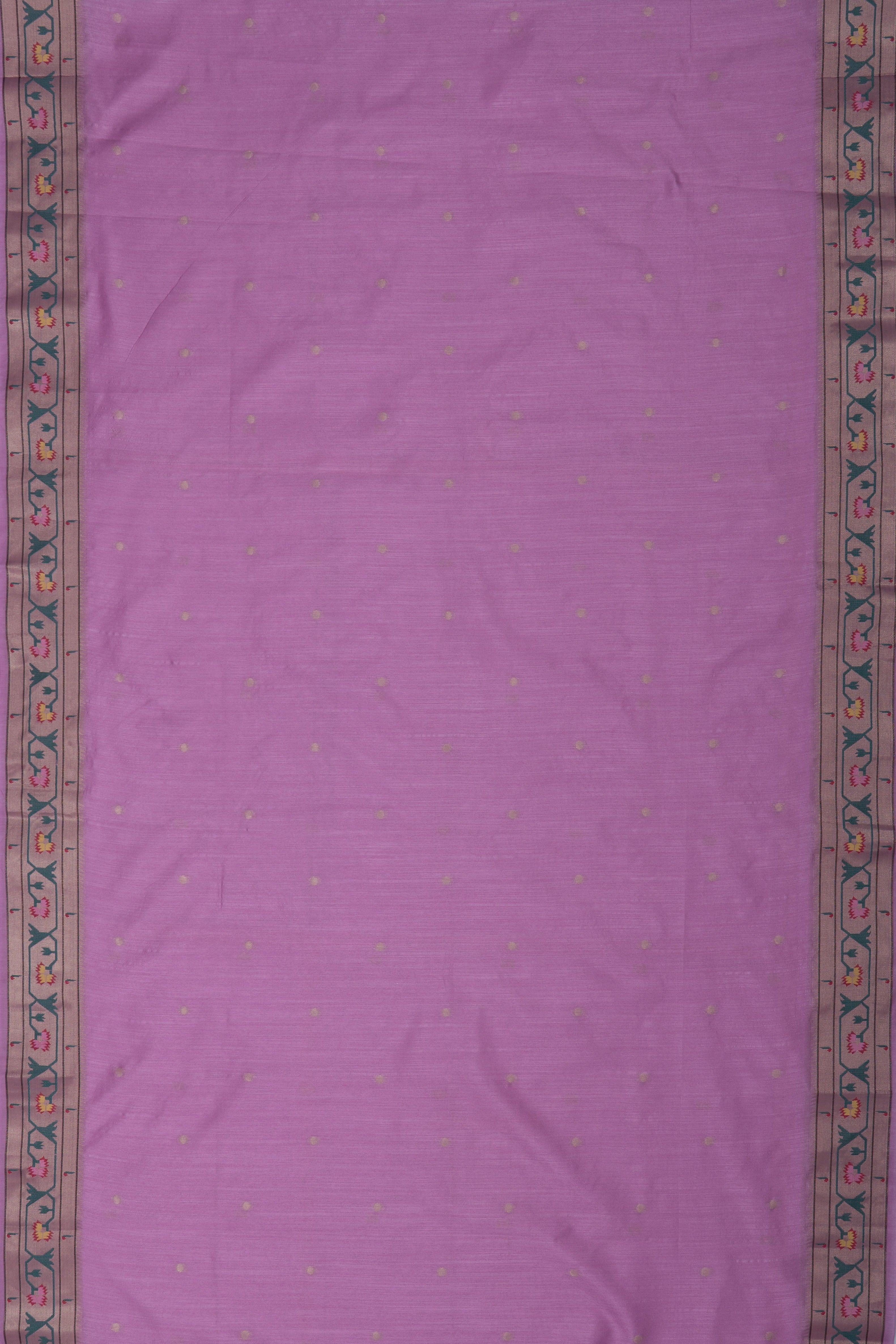 Baby Pink Tussar Silk Paithani Saree with Asawali border and Resham butti blouse
