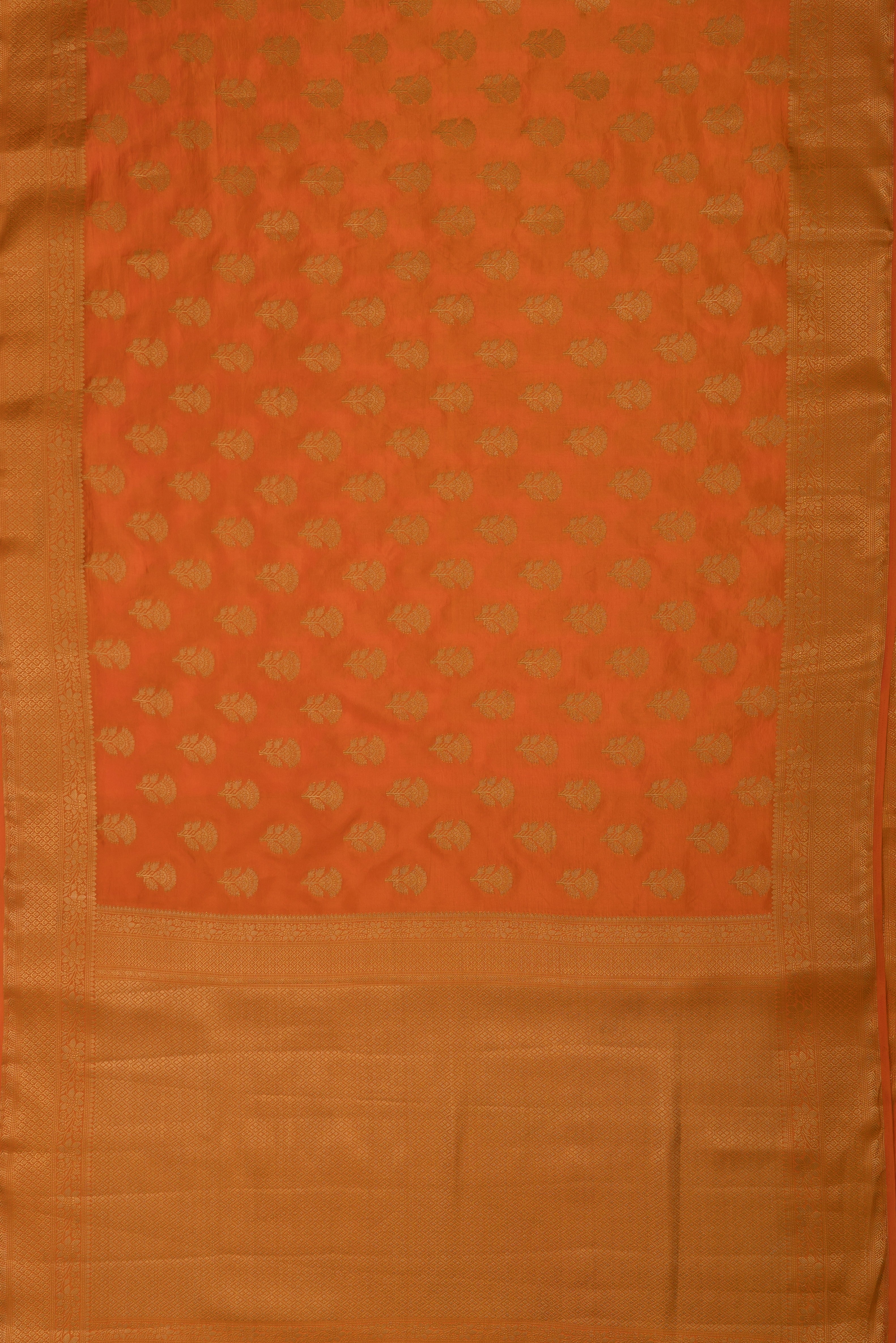 Orange Tussar Silk Banarasi Saree with Rose butti
