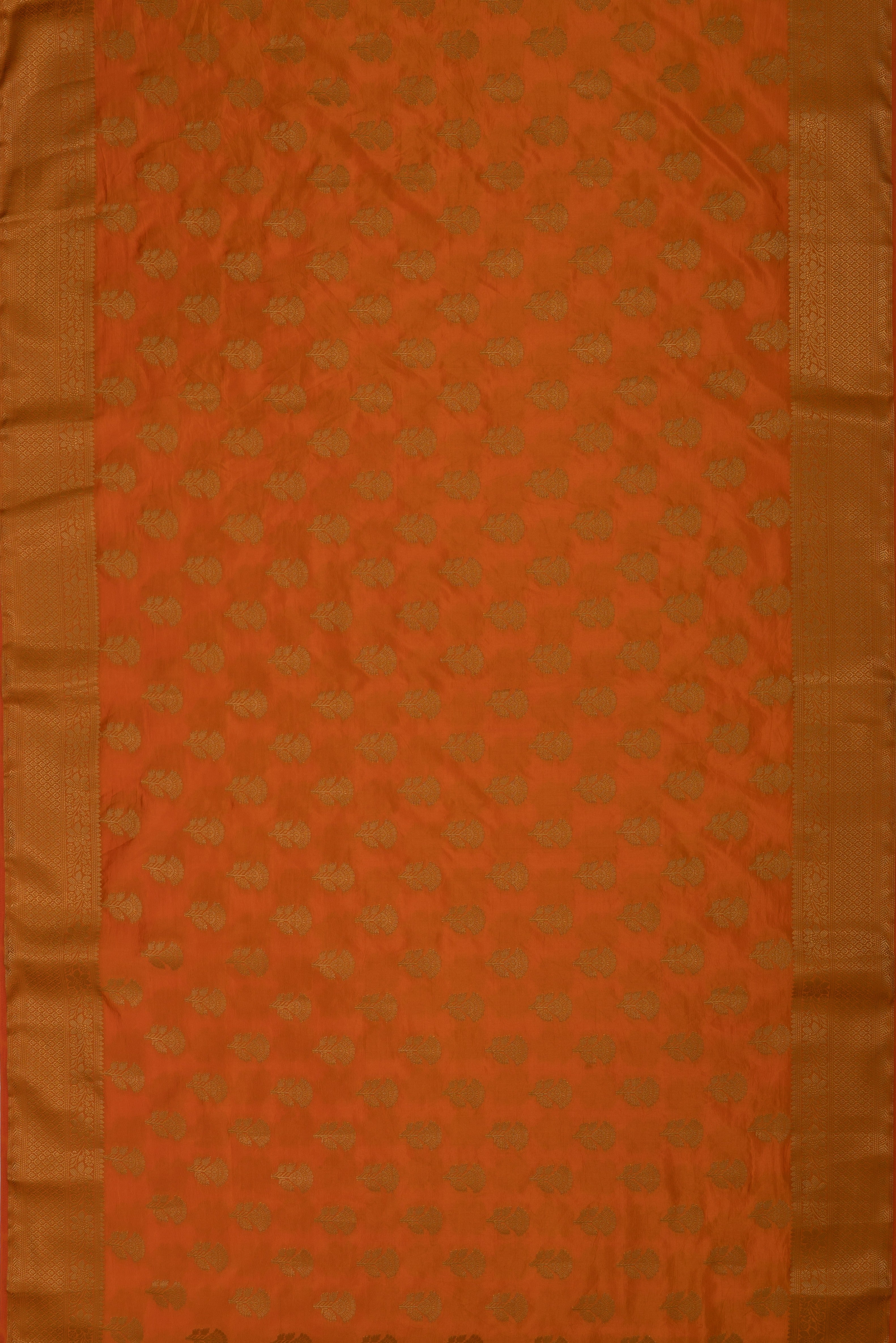 Orange Tussar Silk Banarasi Saree with Rose butti