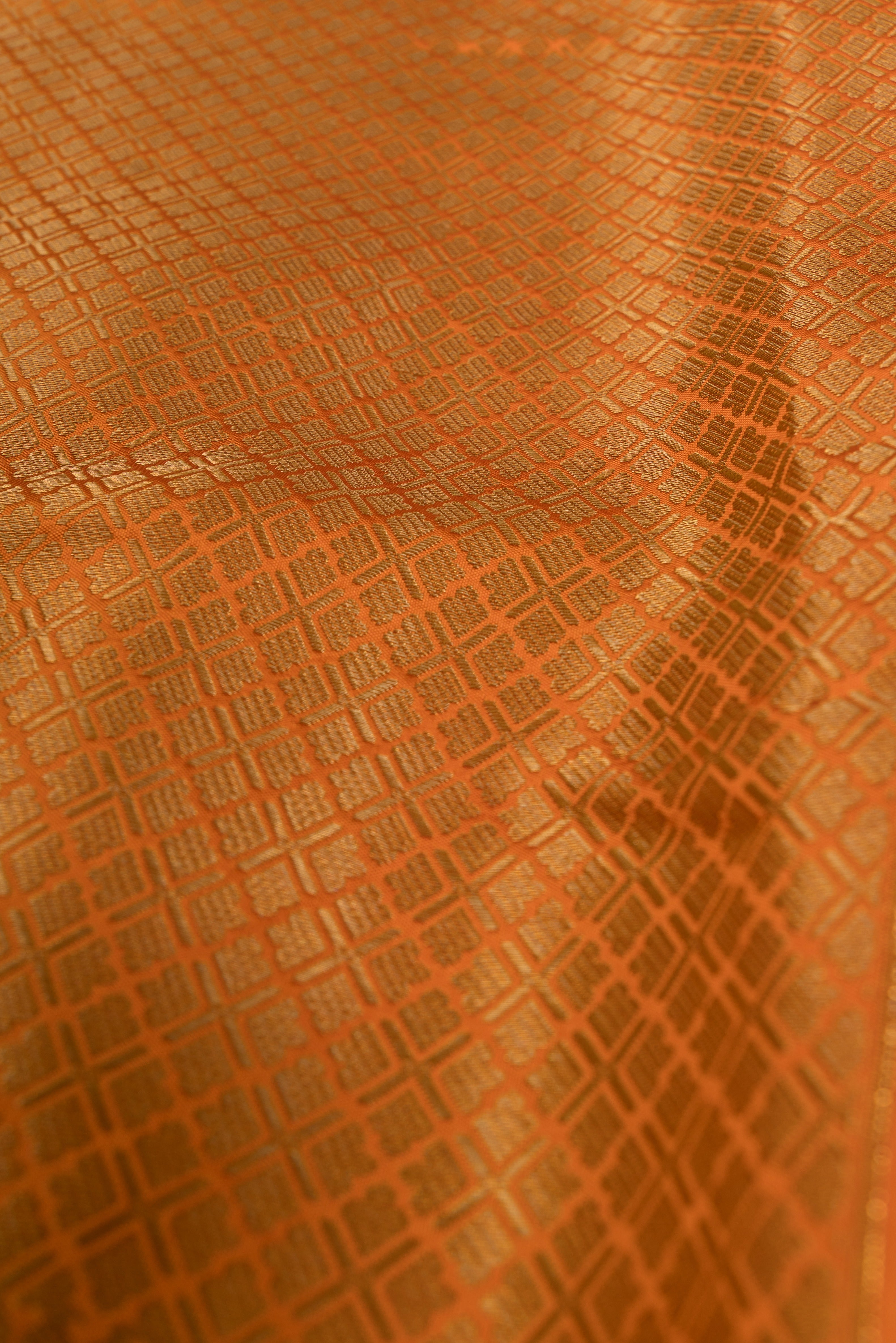 Orange Tussar Silk Banarasi Saree with Rose butti