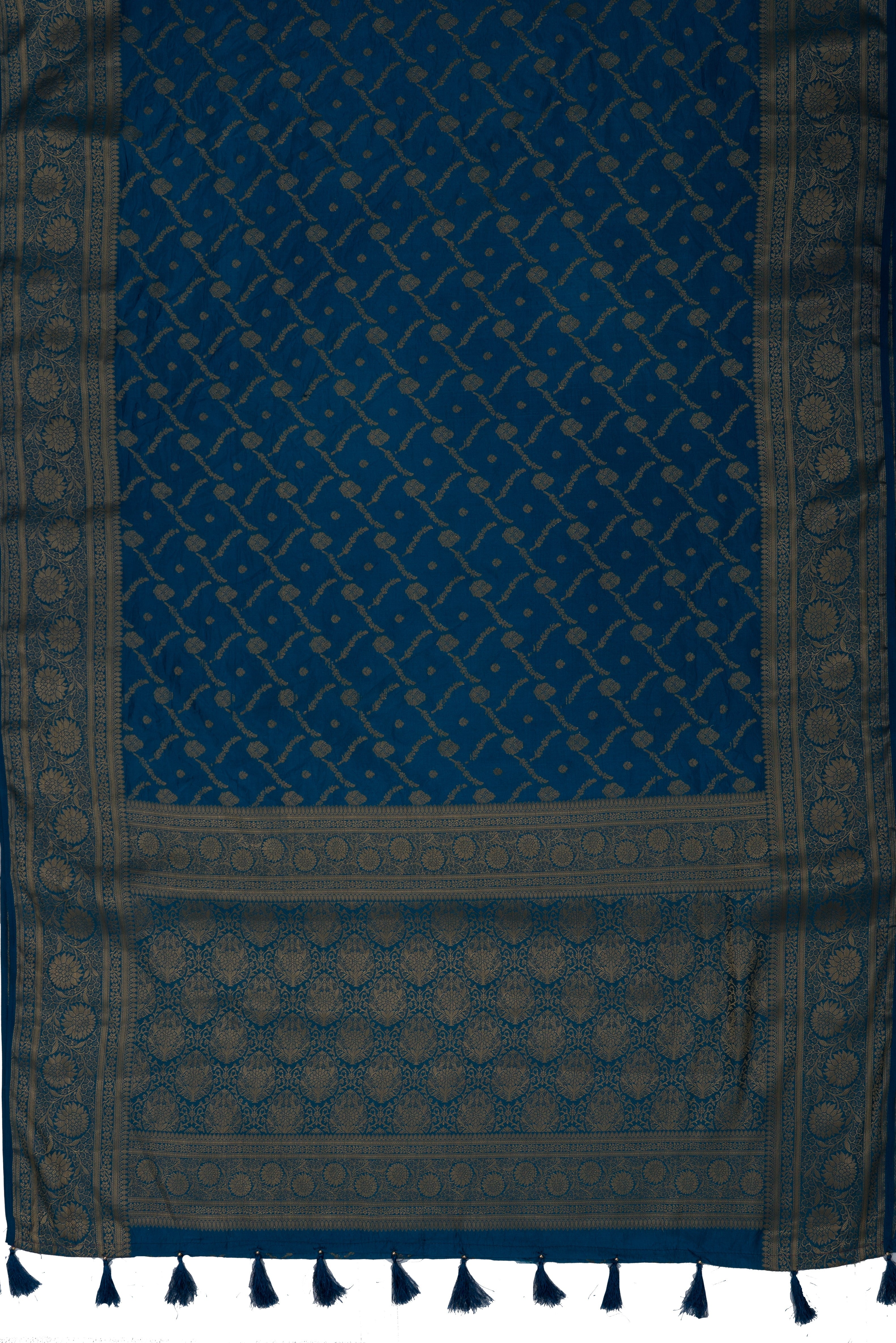 Morpankh Blue Katan Silk Saree with Jaal Zariwork