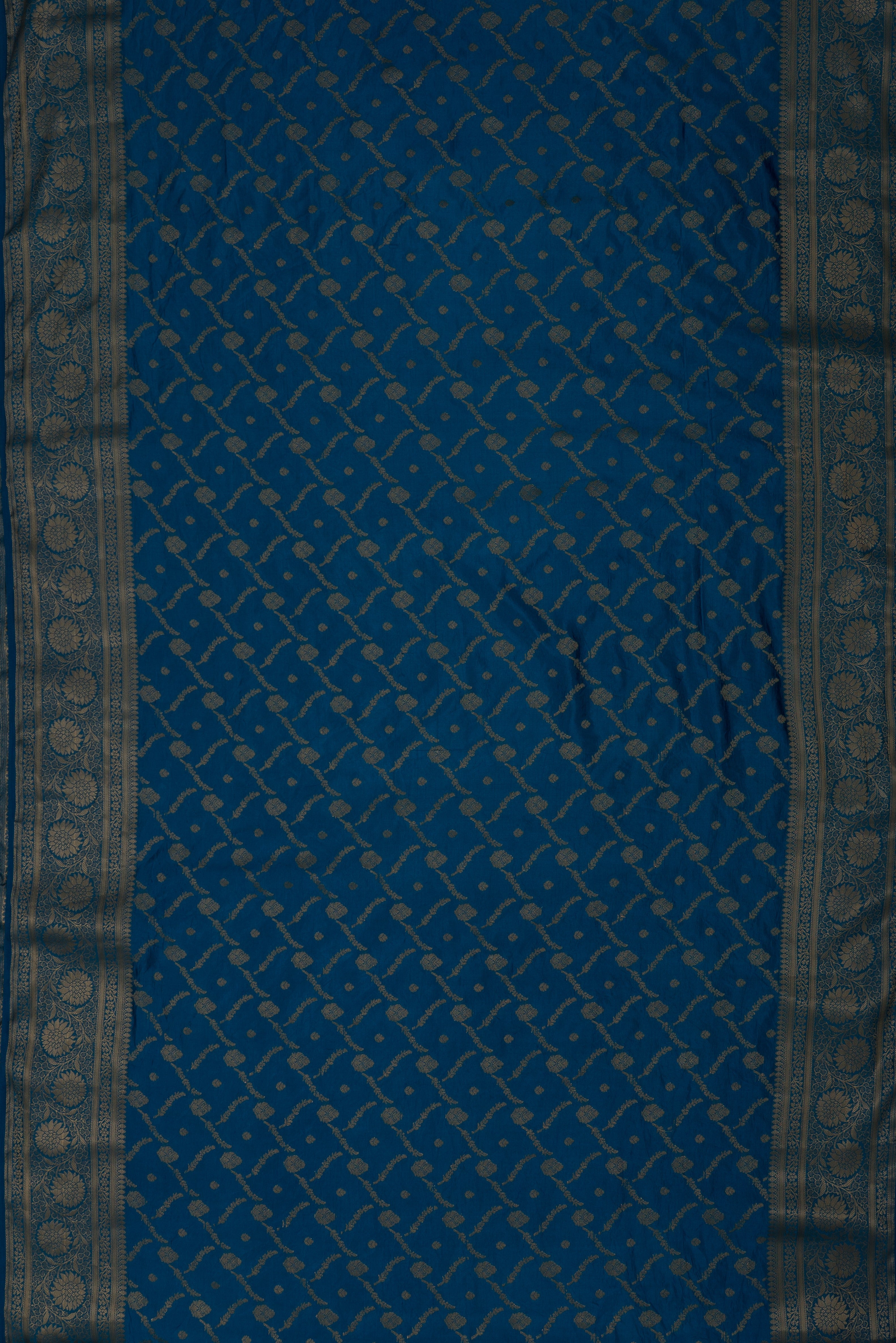 Morpankh Blue Katan Silk Saree with Jaal Zariwork