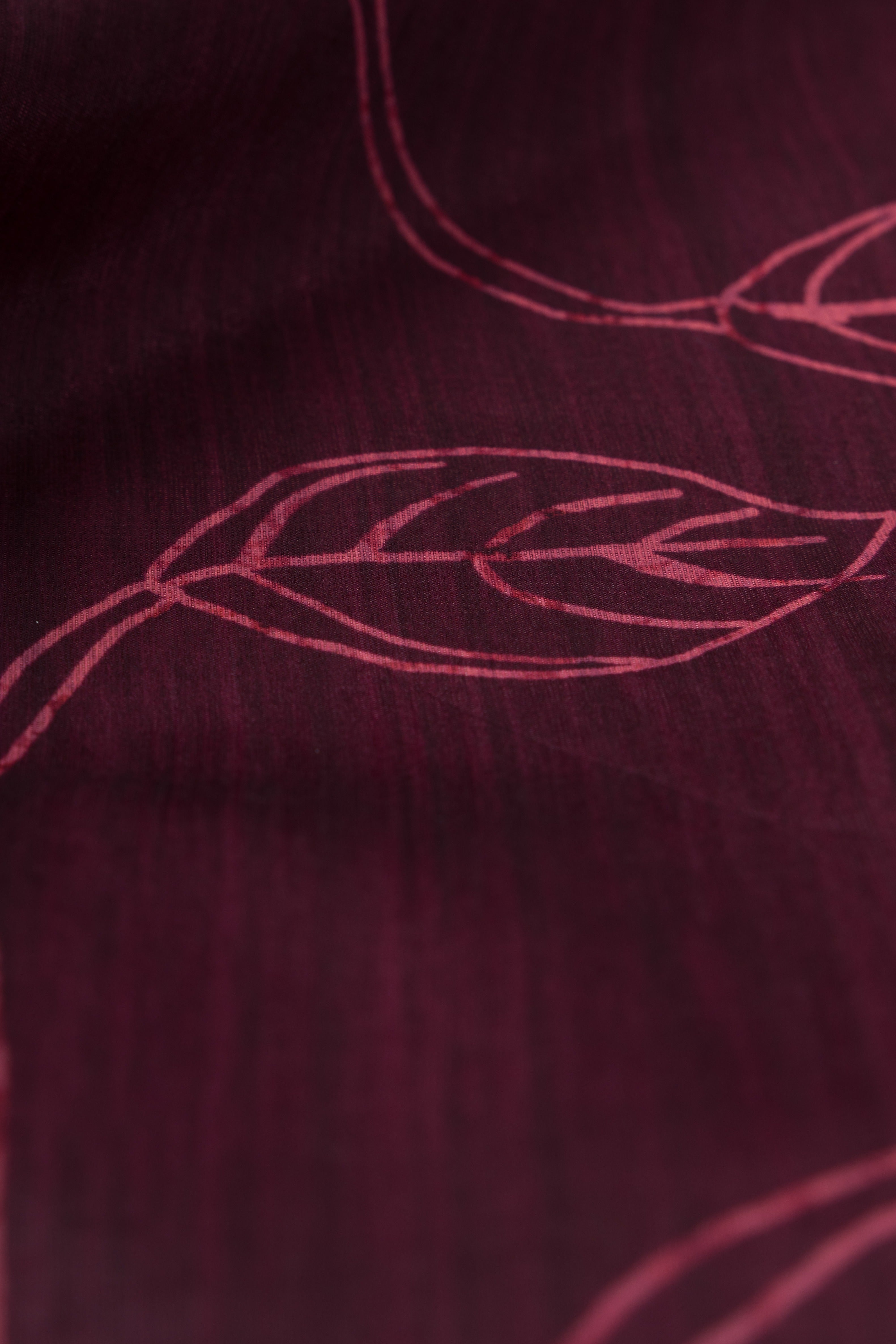 Mahogany Red Cotton Saree with Warli Print Pallu and Gold Zari Piping border