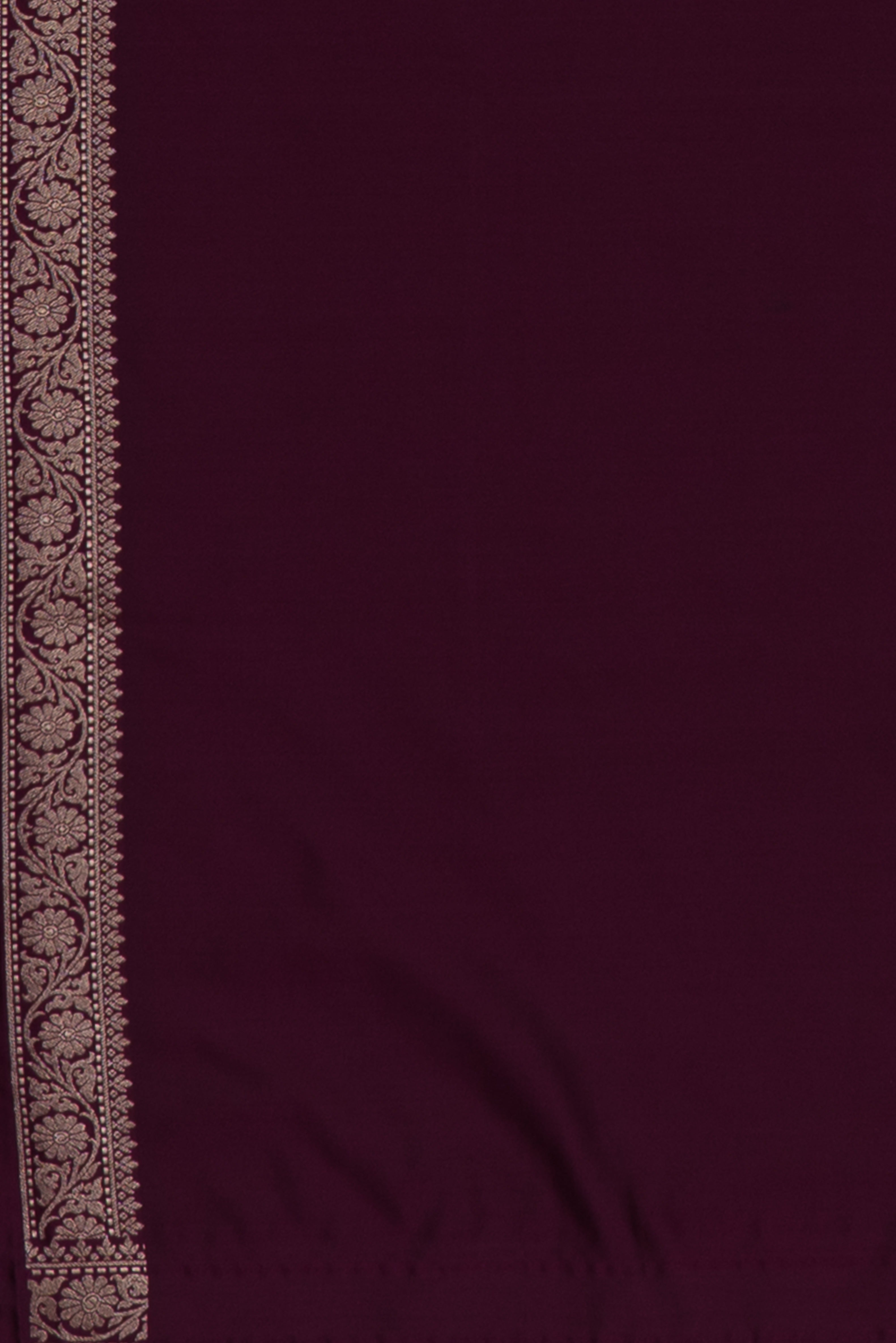 Wine Soft Silk Banarasi Saree with Gold Zari Delicate border