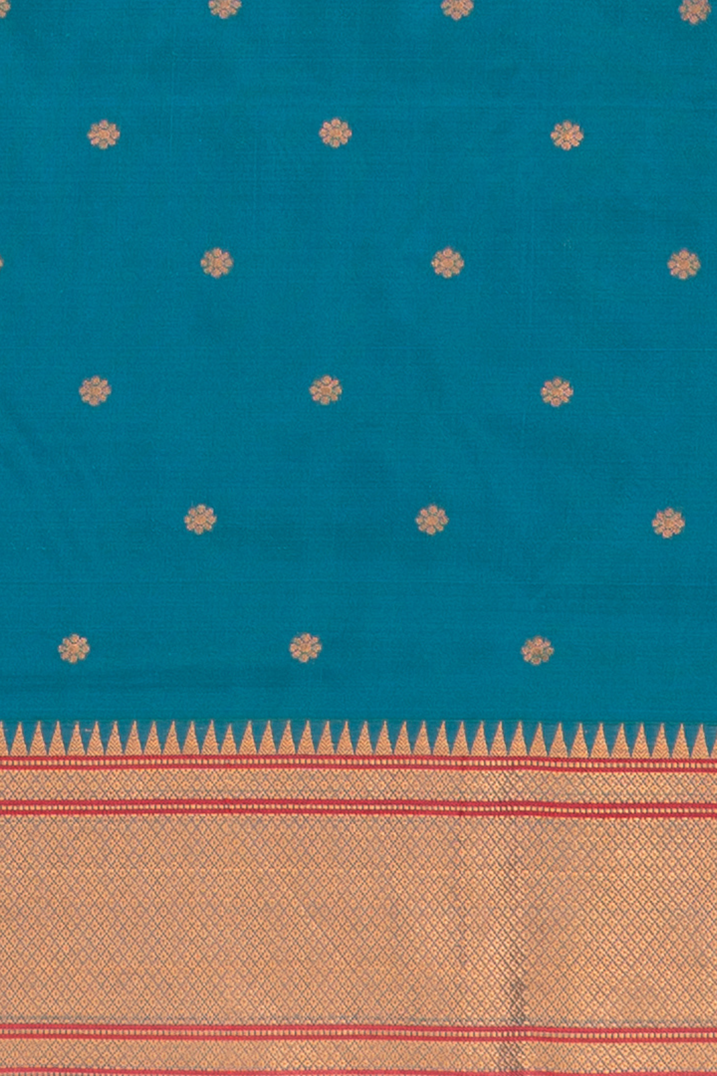 Peacock Blue Apurva Silk Irkal Paithani with Karnaphuli butti, Chattai border and Self blouse