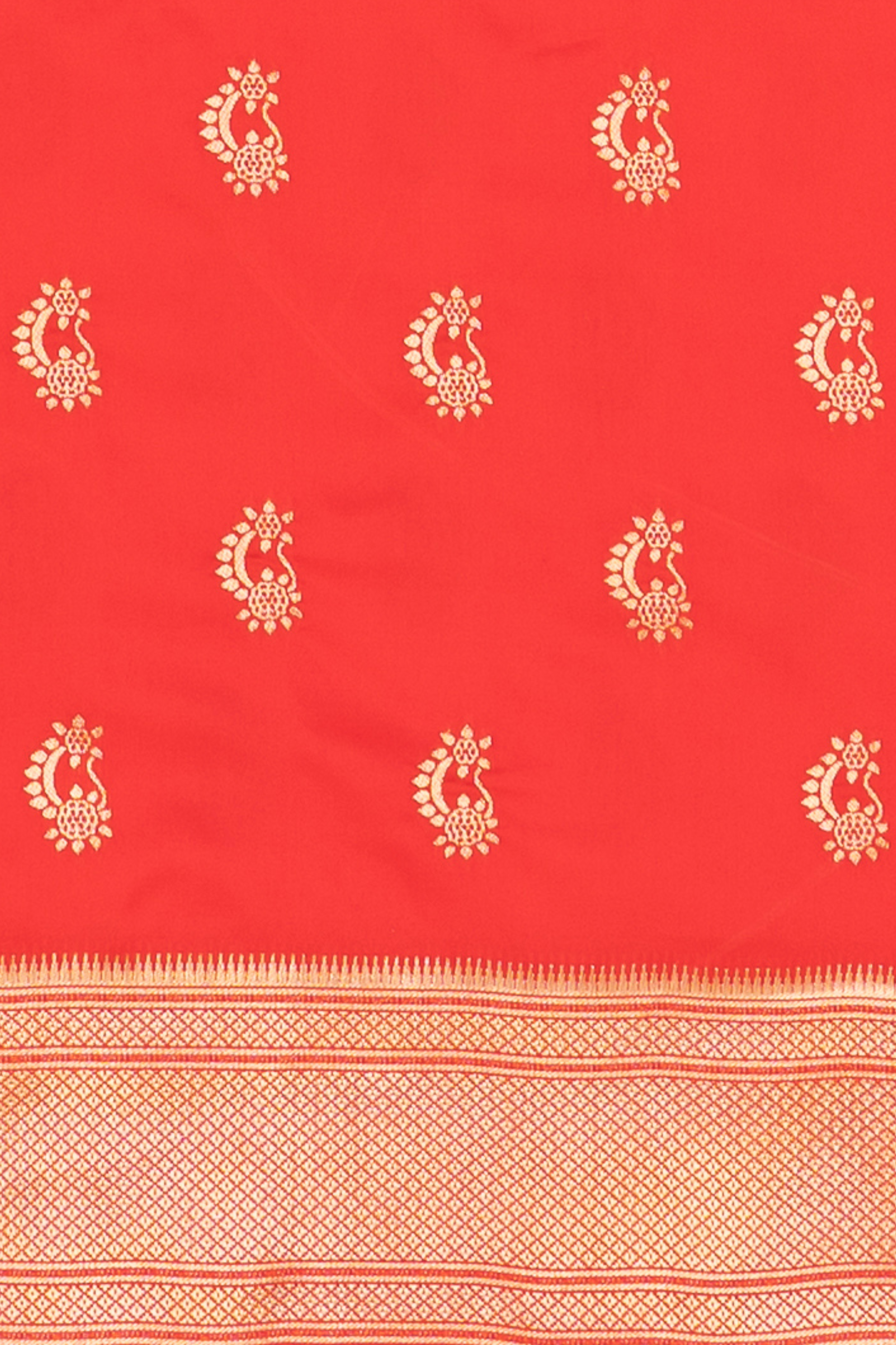 Red Apurva Silk Paithani Saree with Turning Pallu and Nath butti