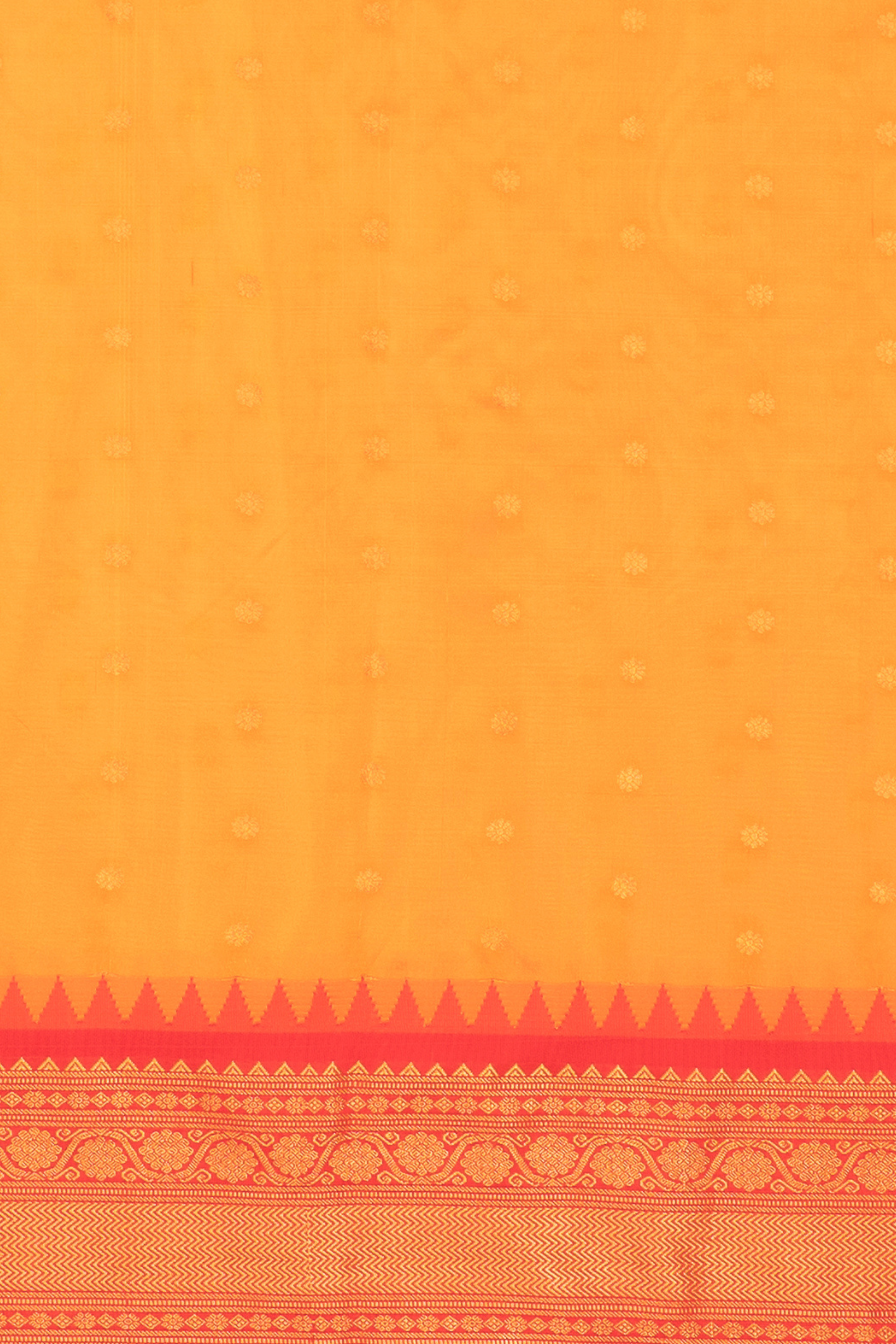 Kesari Orange Apurva Silk Irkal Saree with Contrast Red Blouse