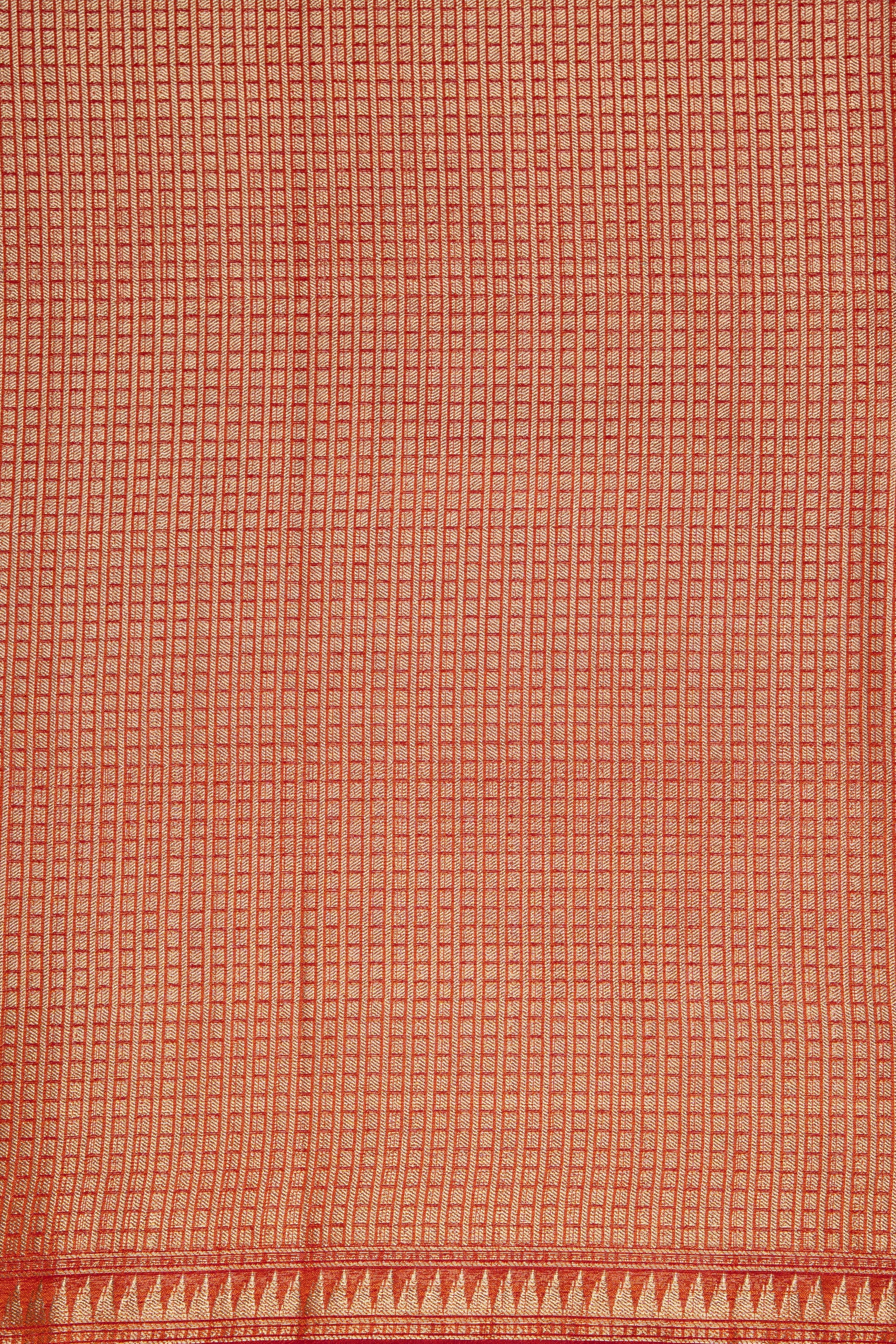 Sunset Orange Katan Silk Banarasi Saree