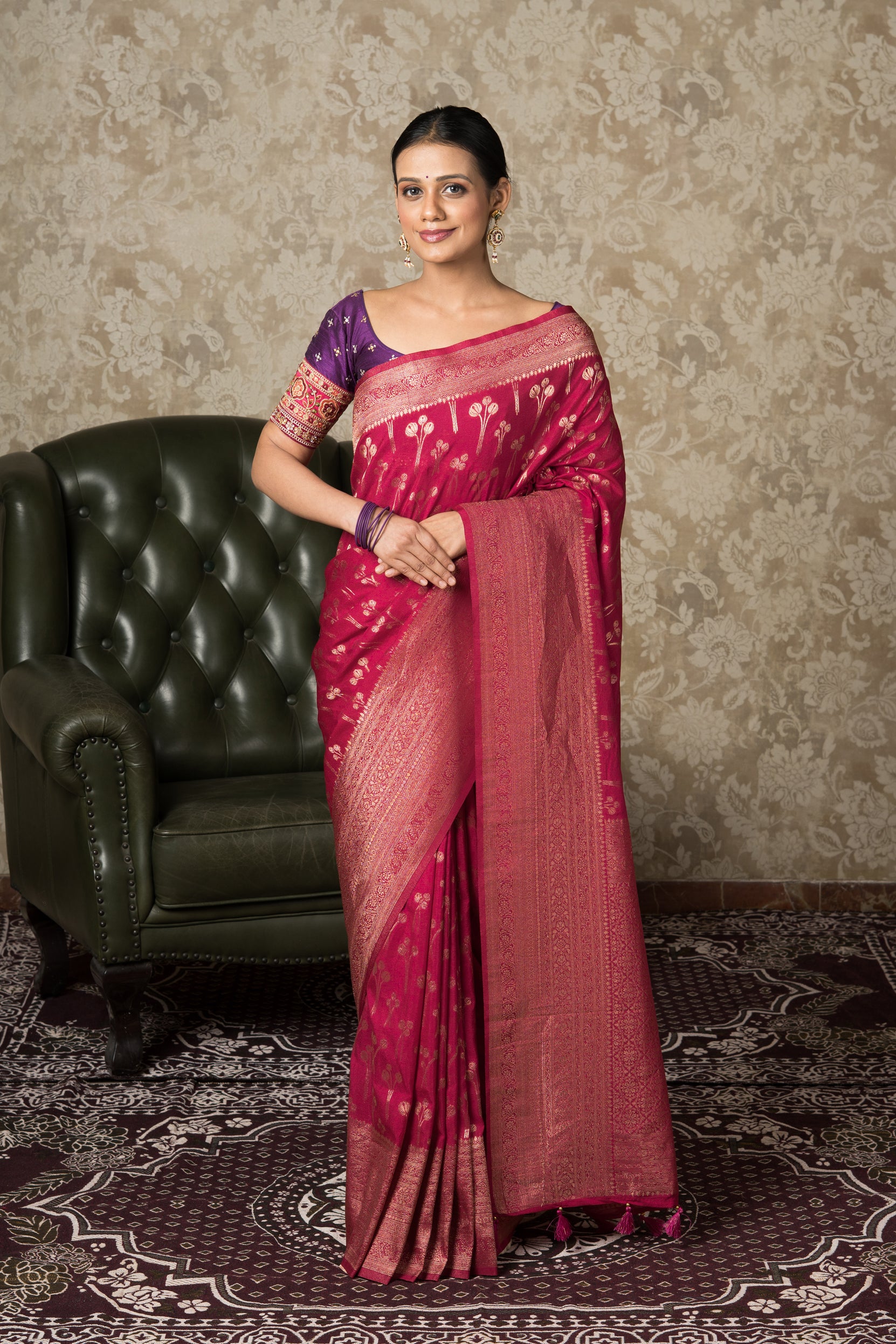 Rani Pink Georgette Banarasi Saree