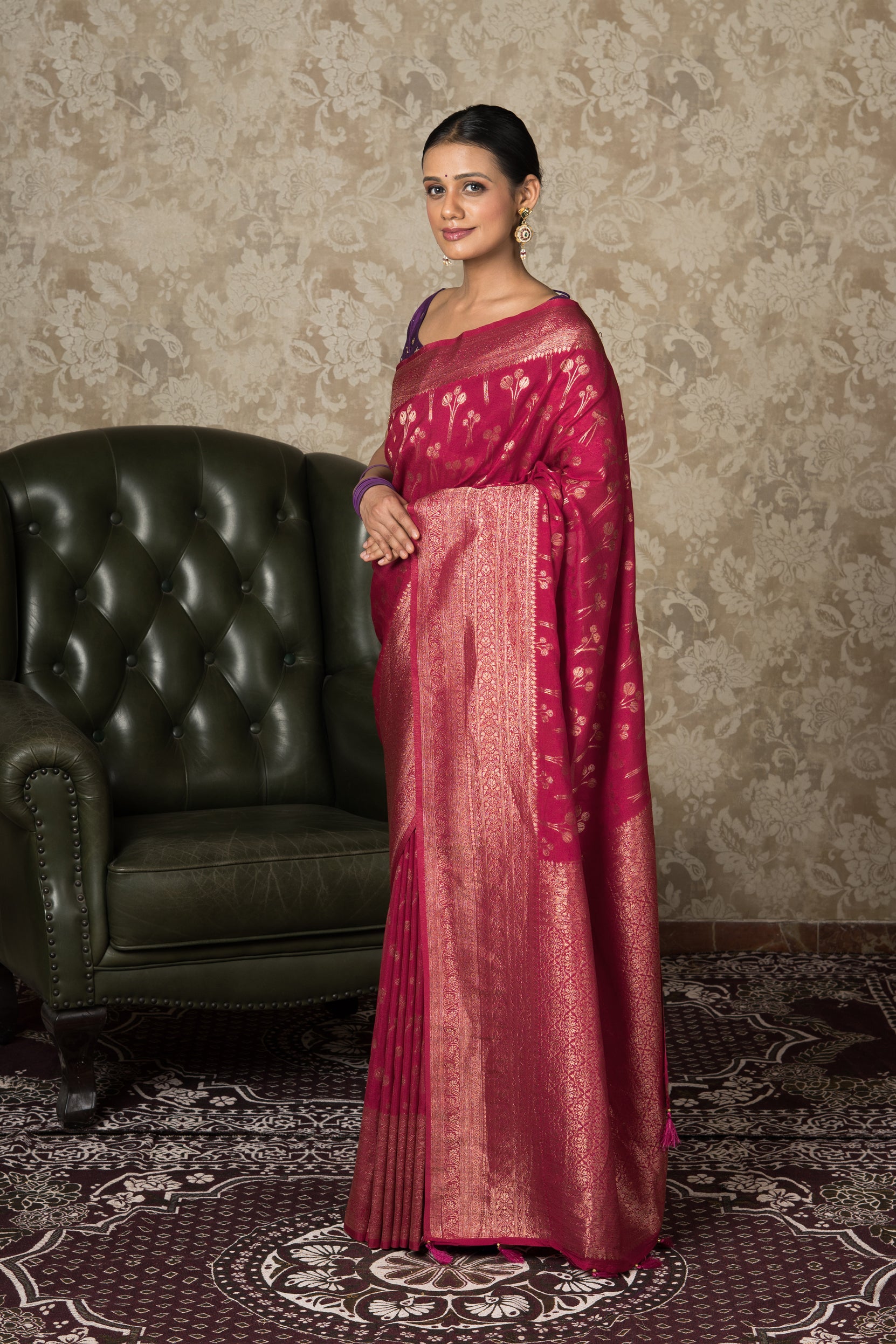 Rani Pink Georgette Banarasi Saree