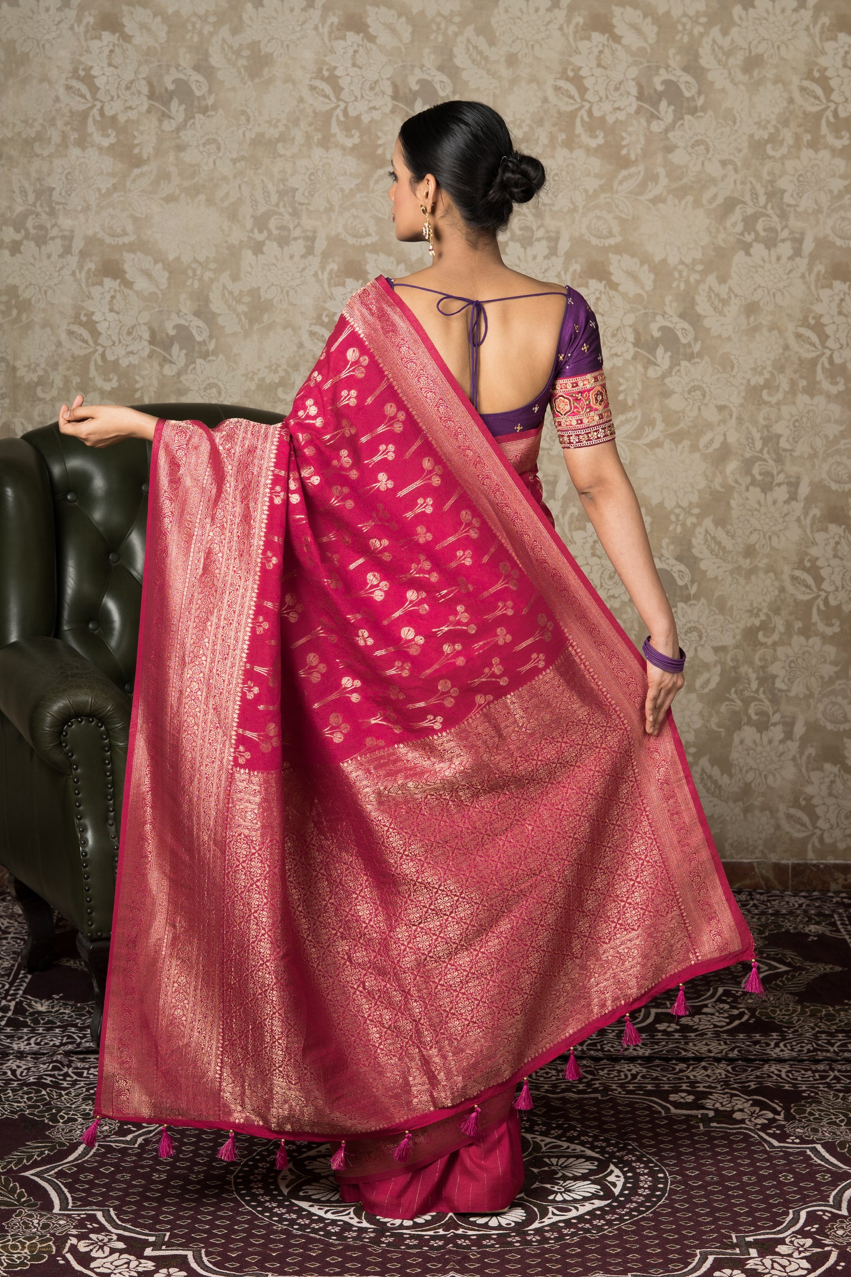 Rani Pink Georgette Banarasi Saree
