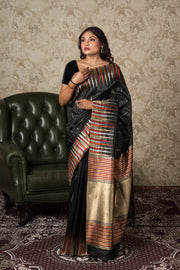 Black Tussar Silk Saree