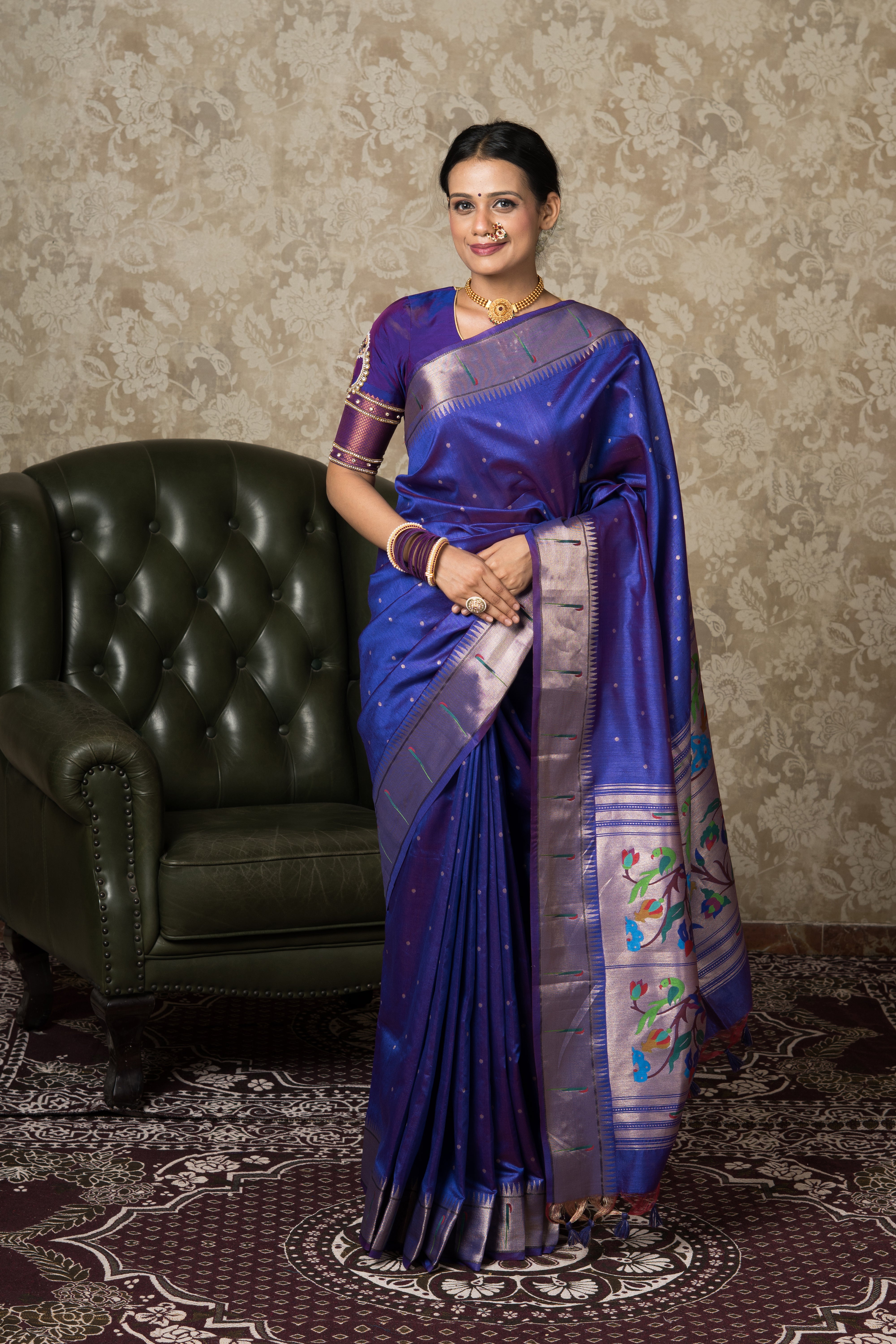 Royal Purple Tussar Silk Paithani Saree