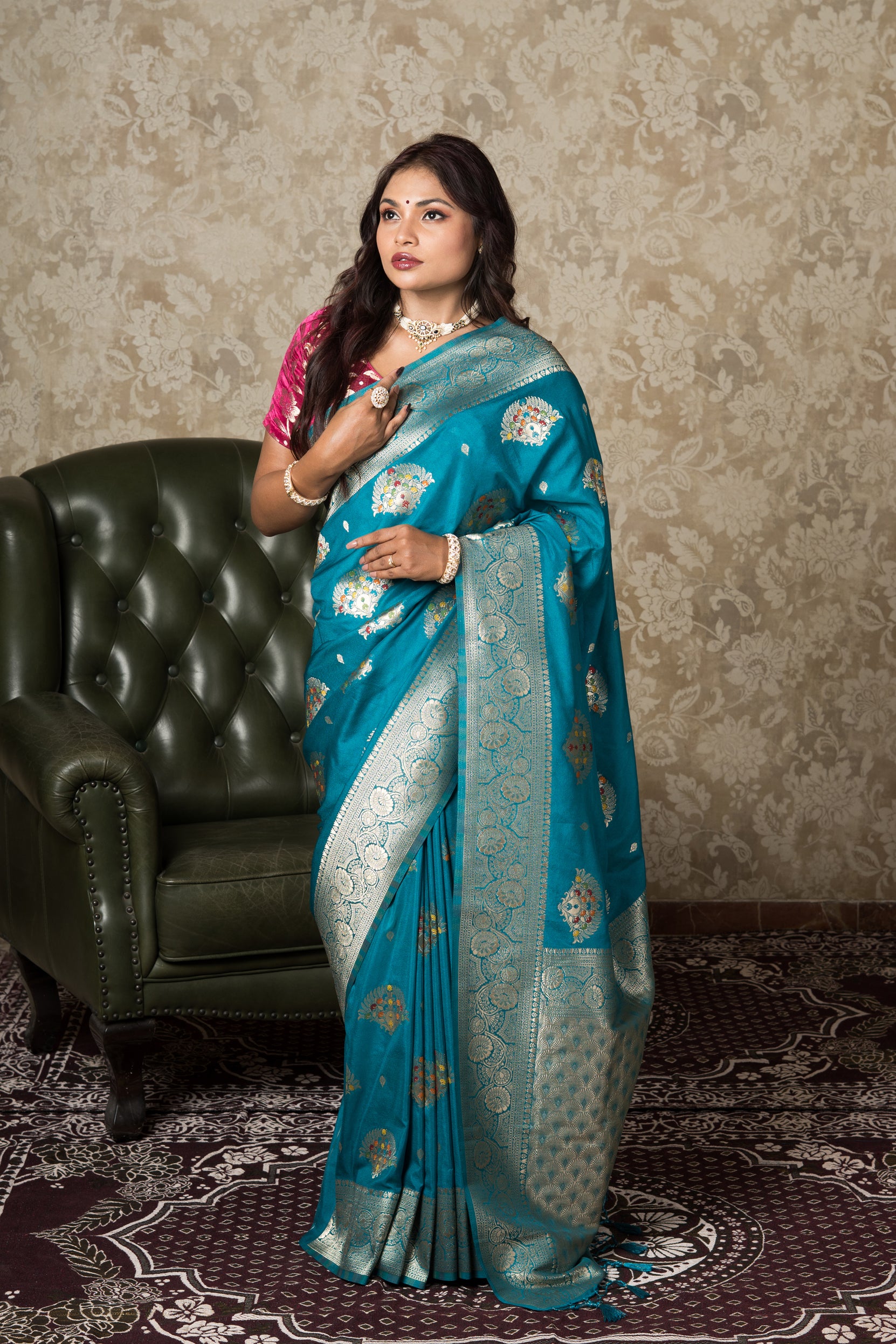 Sea Green Georgette Banarasi Saree