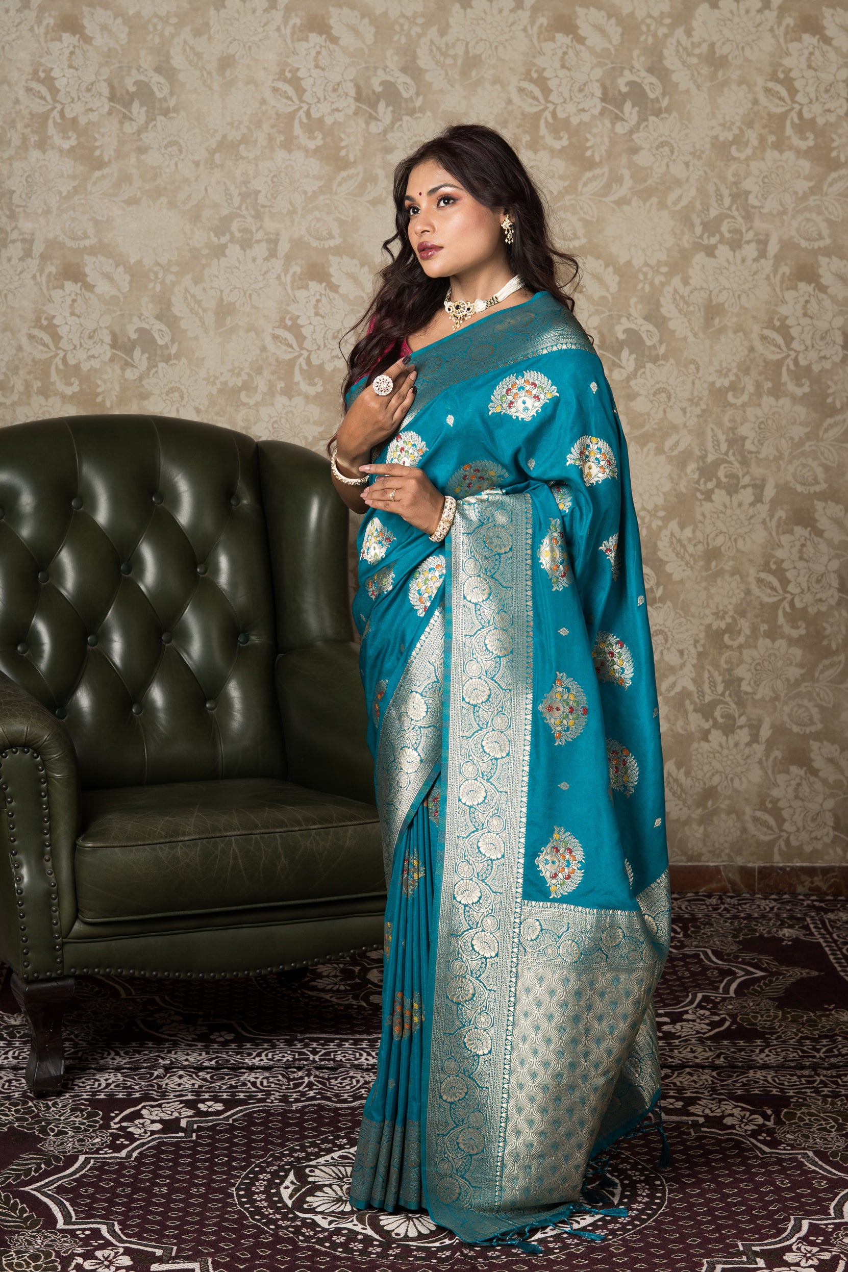 Sea Green Georgette Banarasi Saree