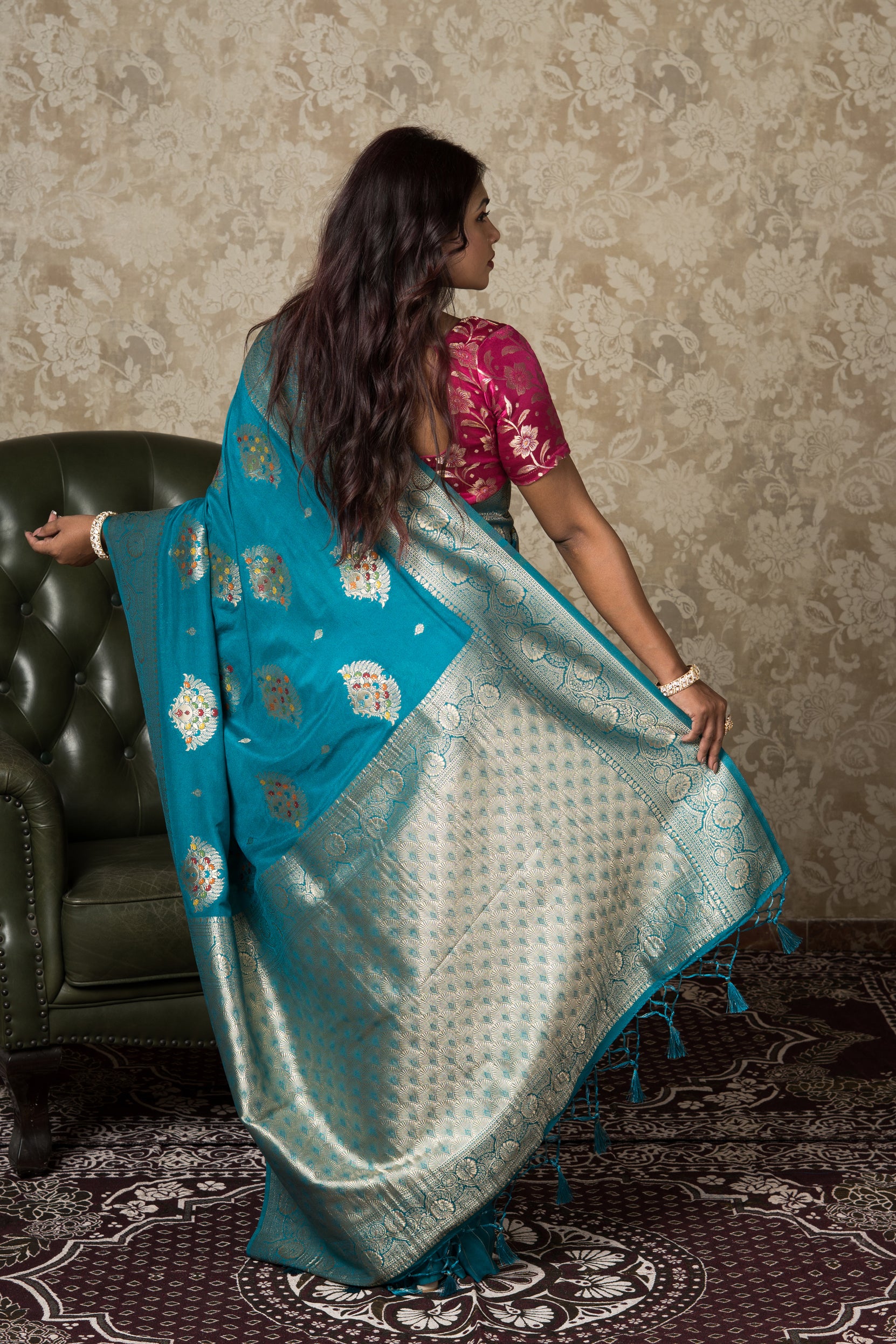 Sea Green Georgette Banarasi Saree