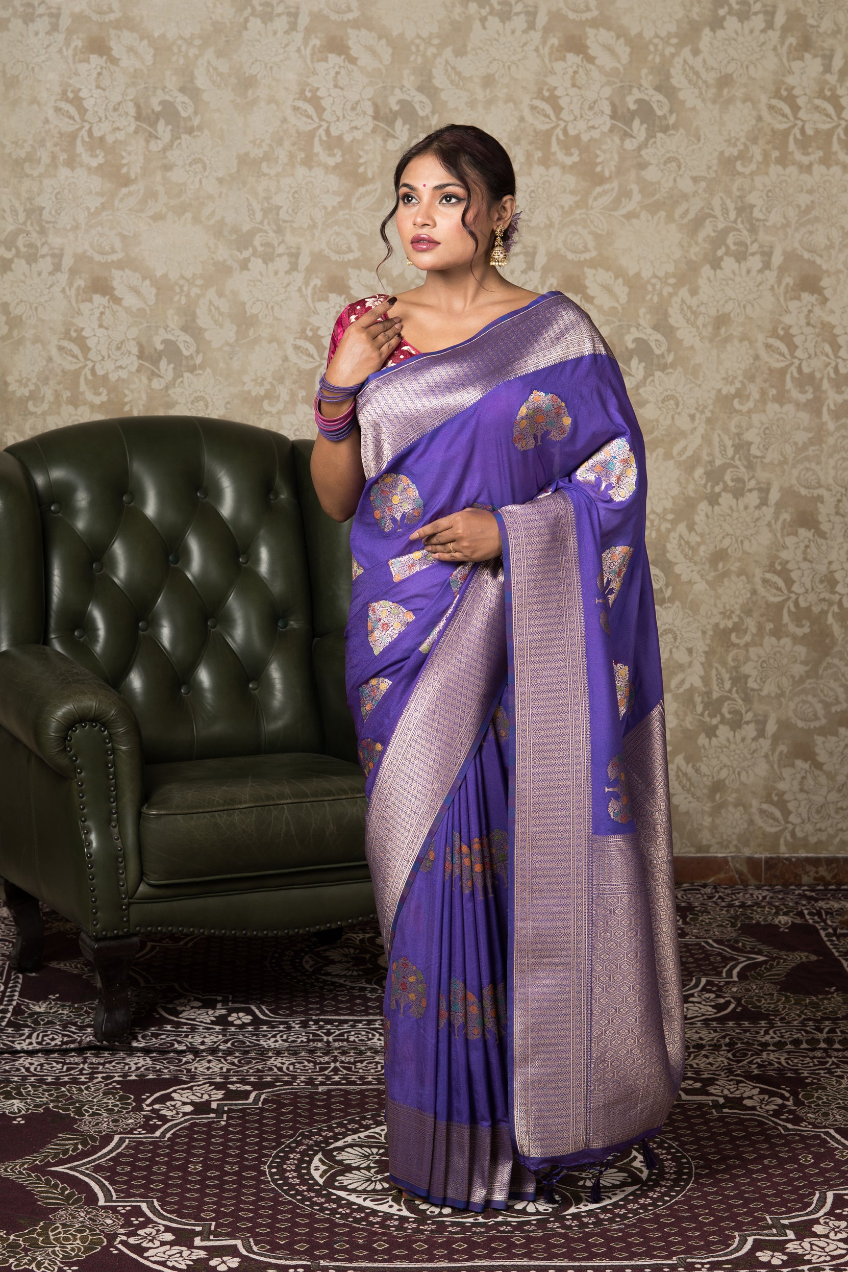 Purple Georgette Banarasi Saree