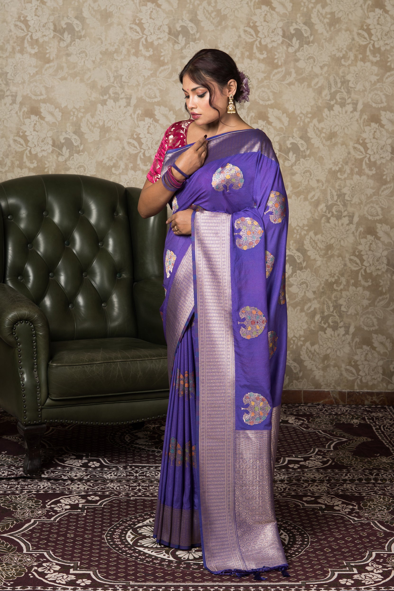 Purple Georgette Banarasi Saree