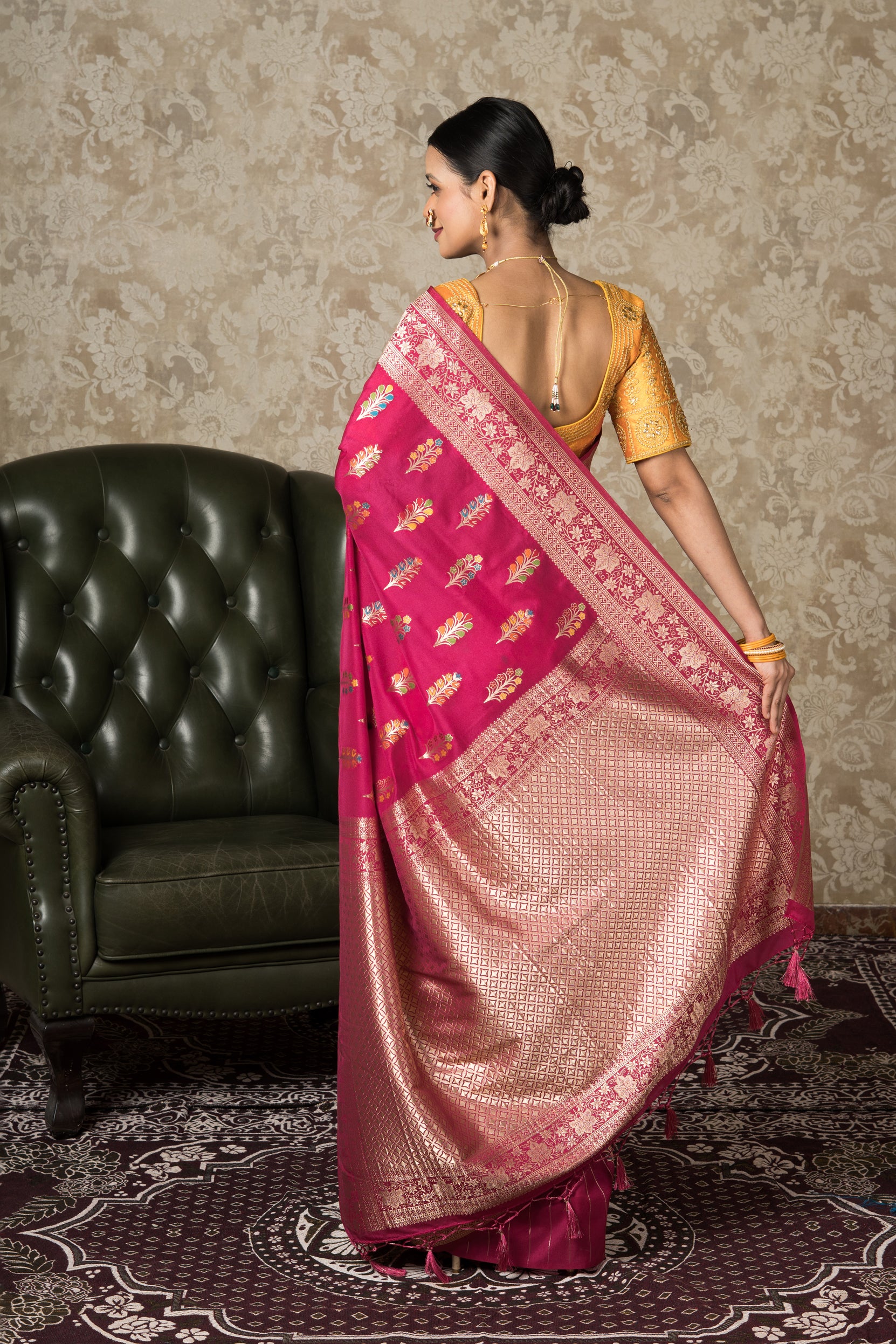 Rani Pink Georgette Banarasi Saree