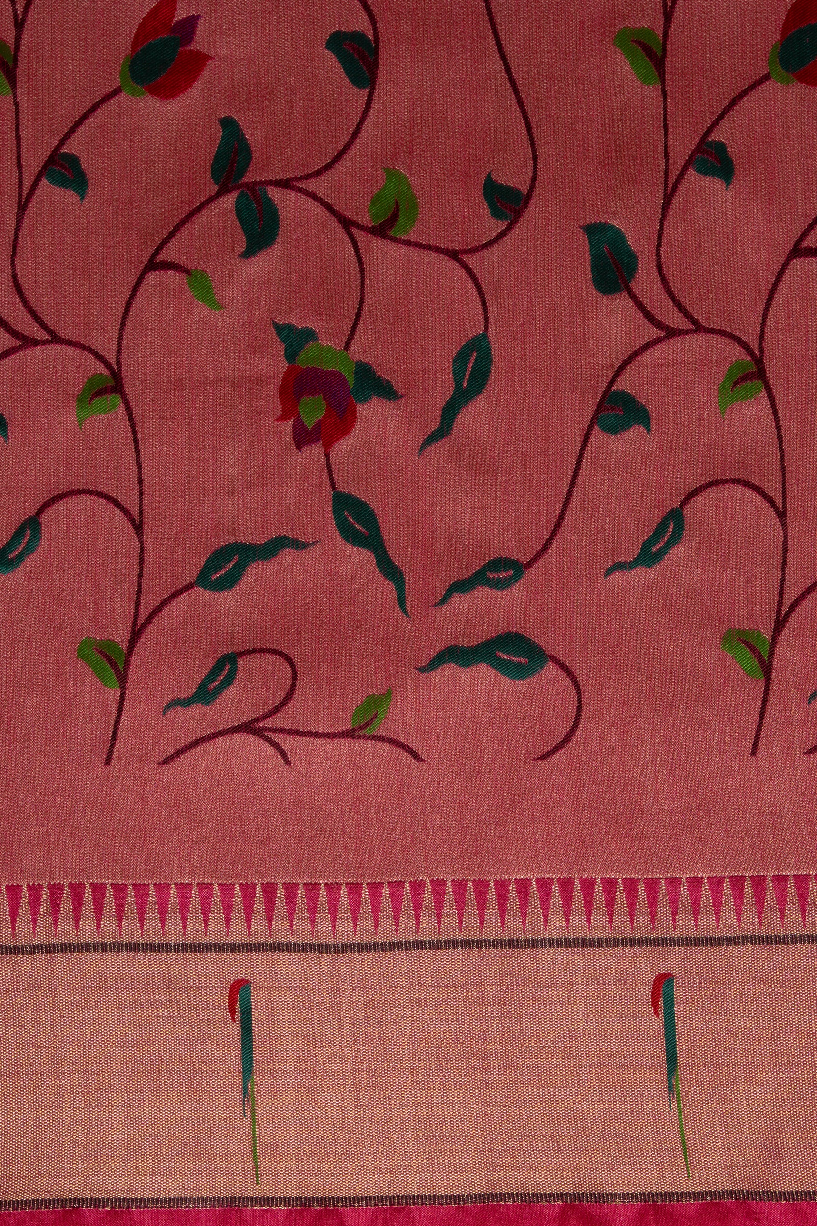 Rani Pink Tussar Silk Paithani Saree