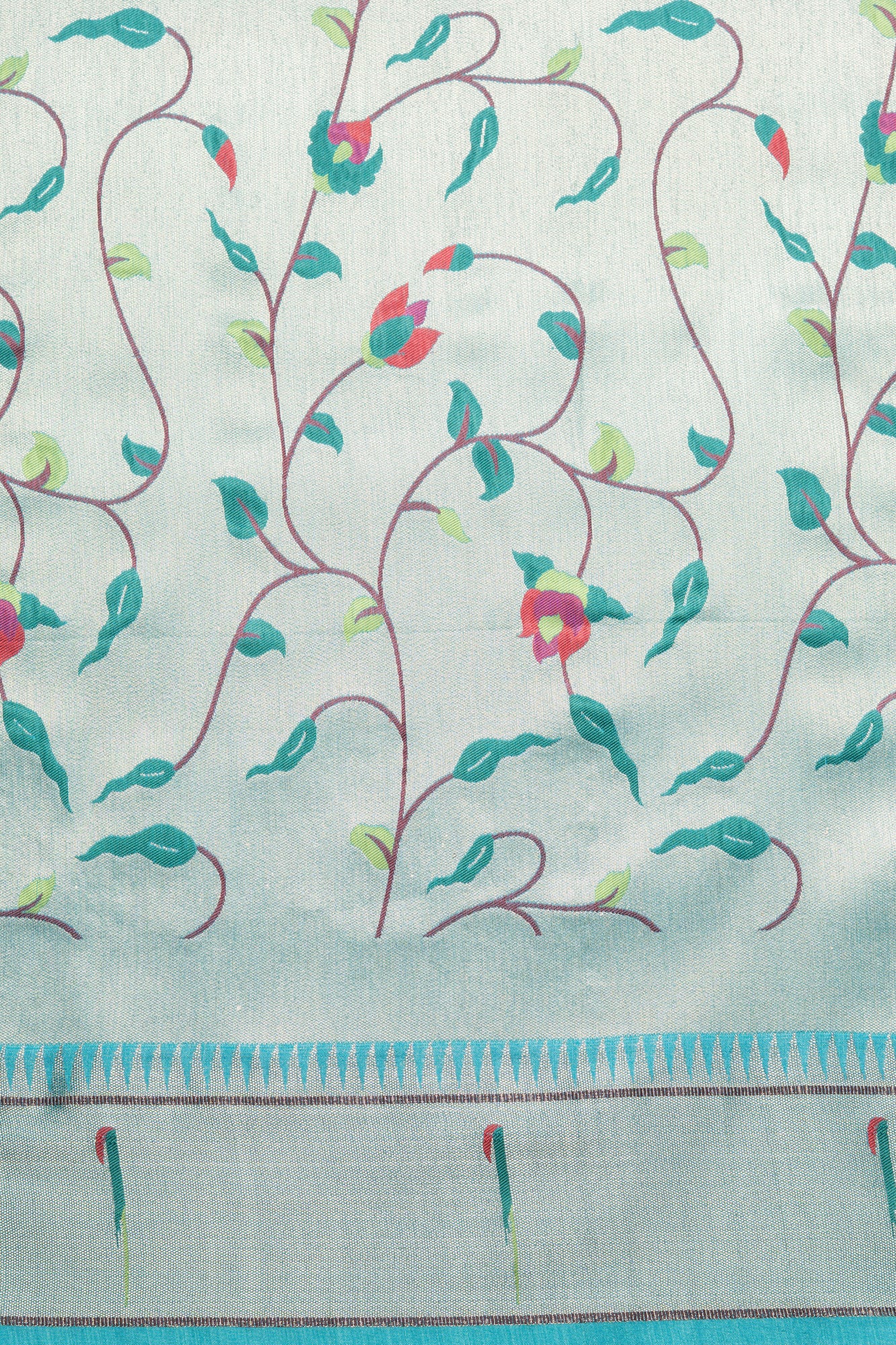 Sea Green Tussar Silk Paithani Saree