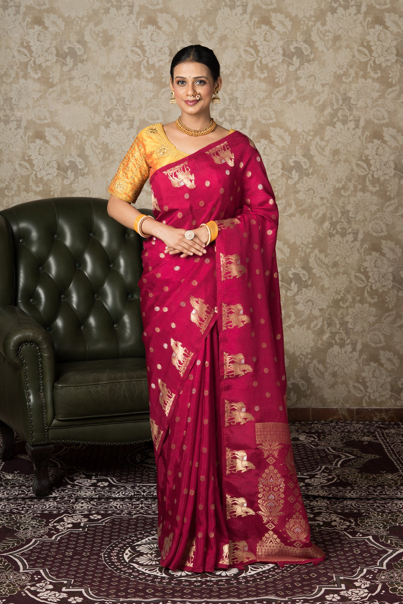 Rani Pink Katan Silk Banarasi Saree