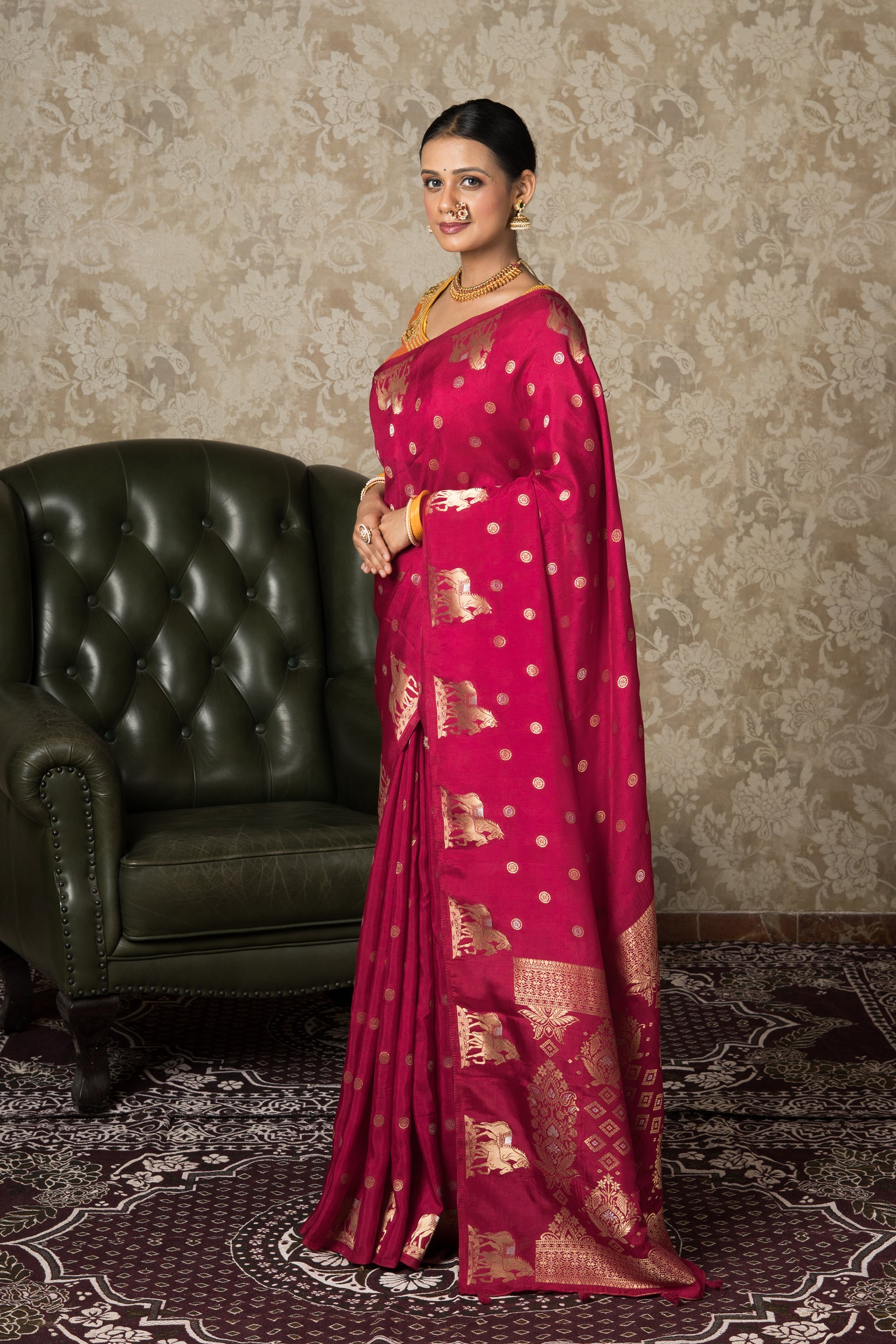 Rani Pink Katan Silk Banarasi Saree