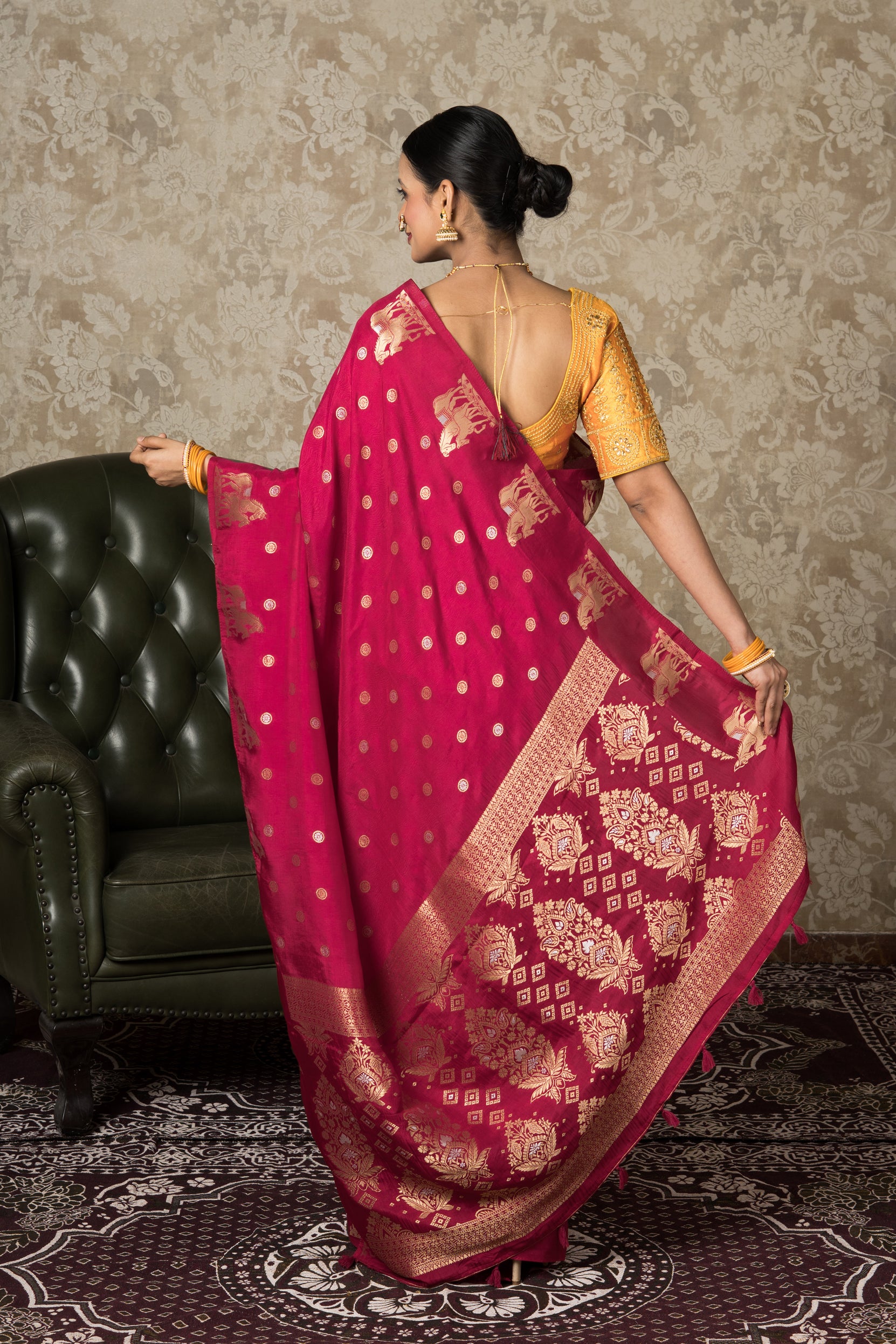 Rani Pink Katan Silk Banarasi Saree