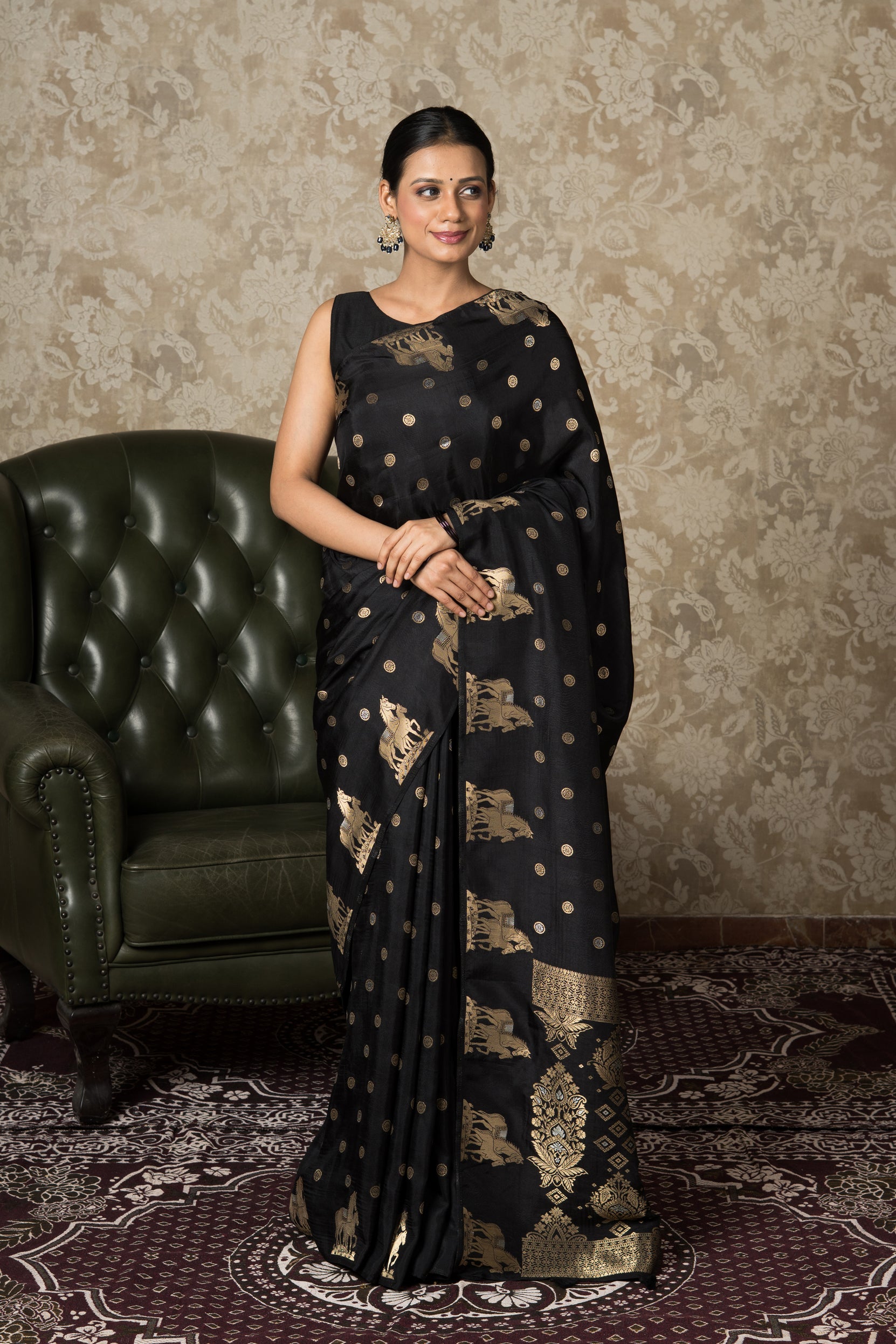 Black Katan Silk Banarasi Saree