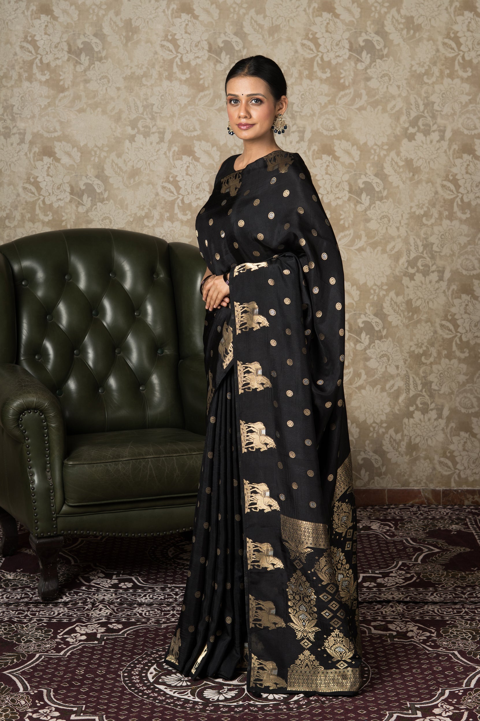 Black Katan Silk Banarasi Saree