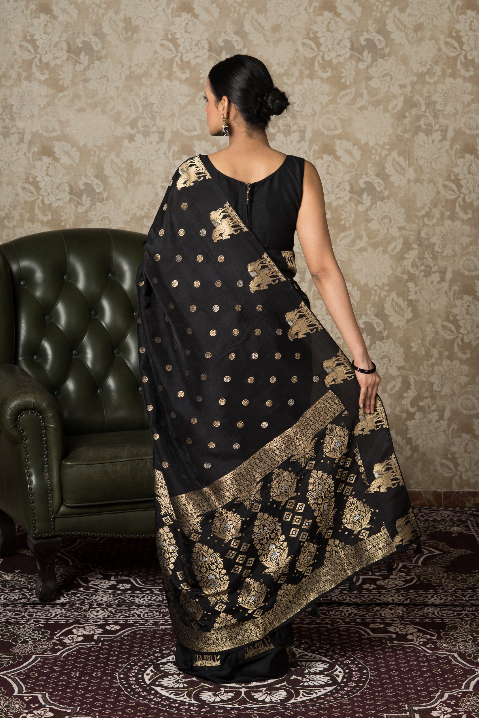 Black Katan Silk Banarasi Saree