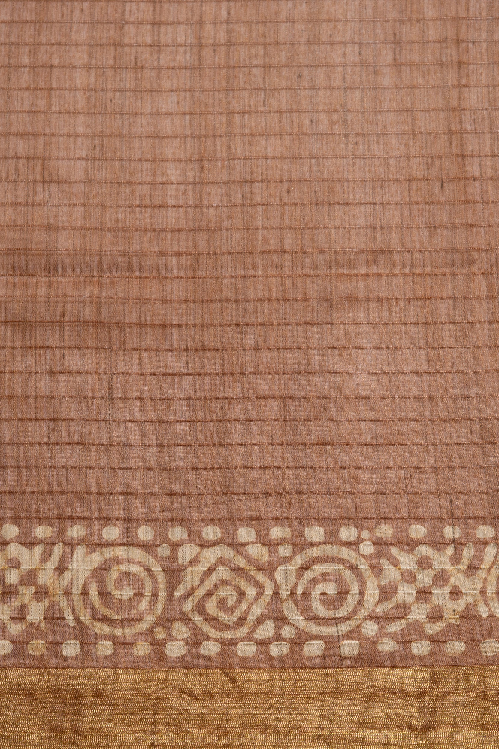 Brown Tussar Silk Saree with Batik Print