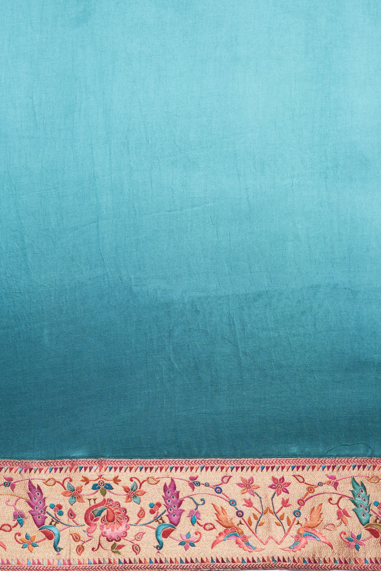 Peacock Green Katan Silk Pashmina Saree