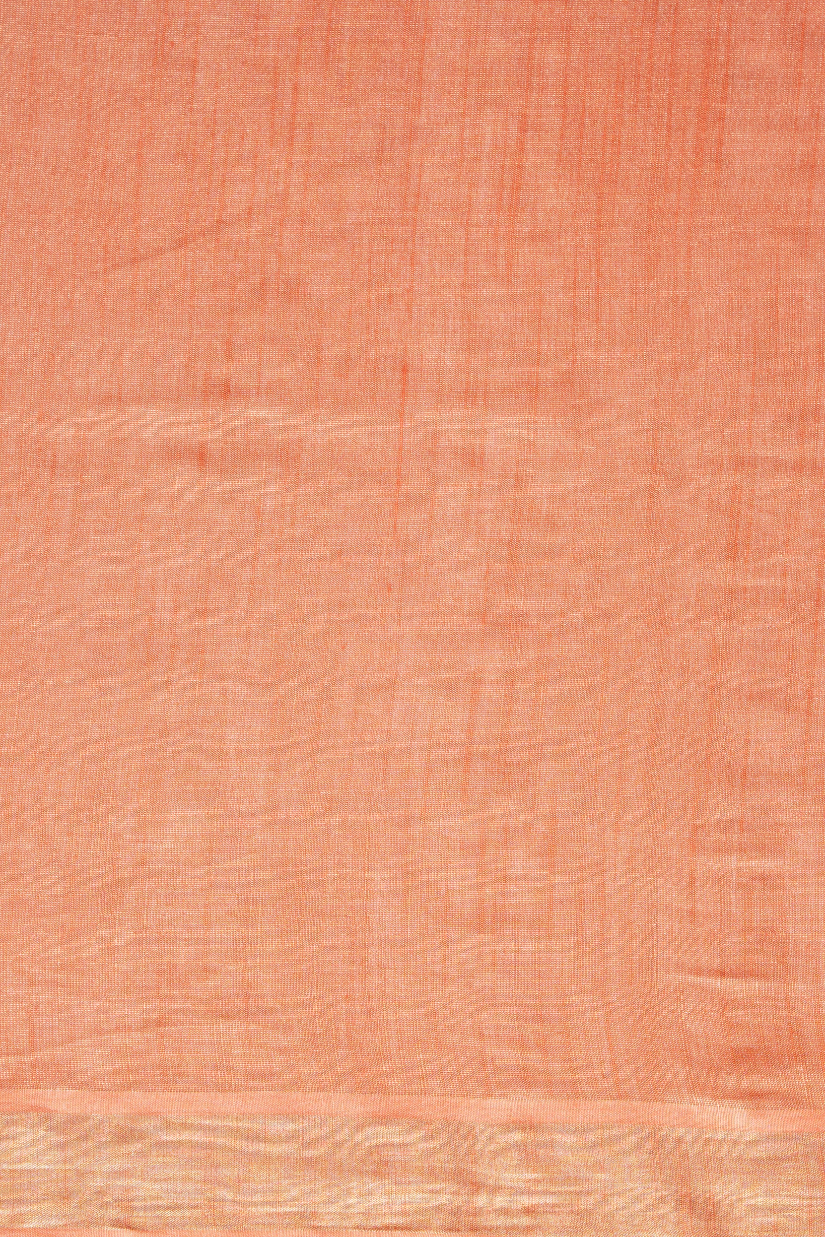 Peach And Beige Tussar Silk Saree