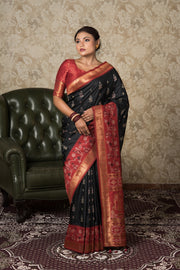Black Katan Silk Saree