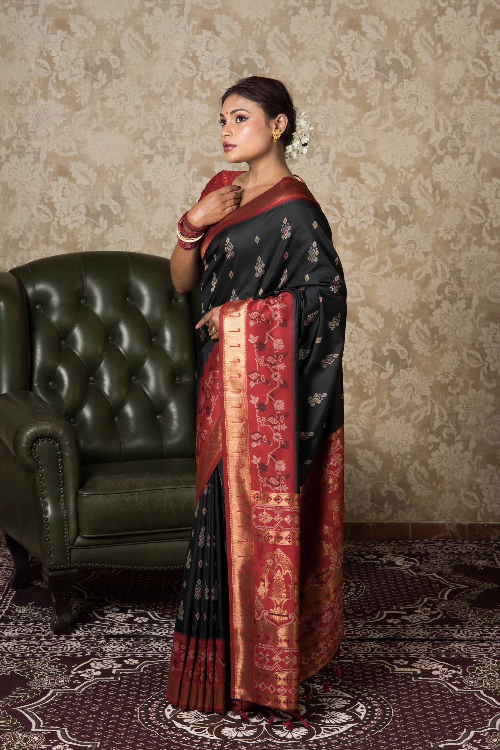 Black Katan Silk Saree