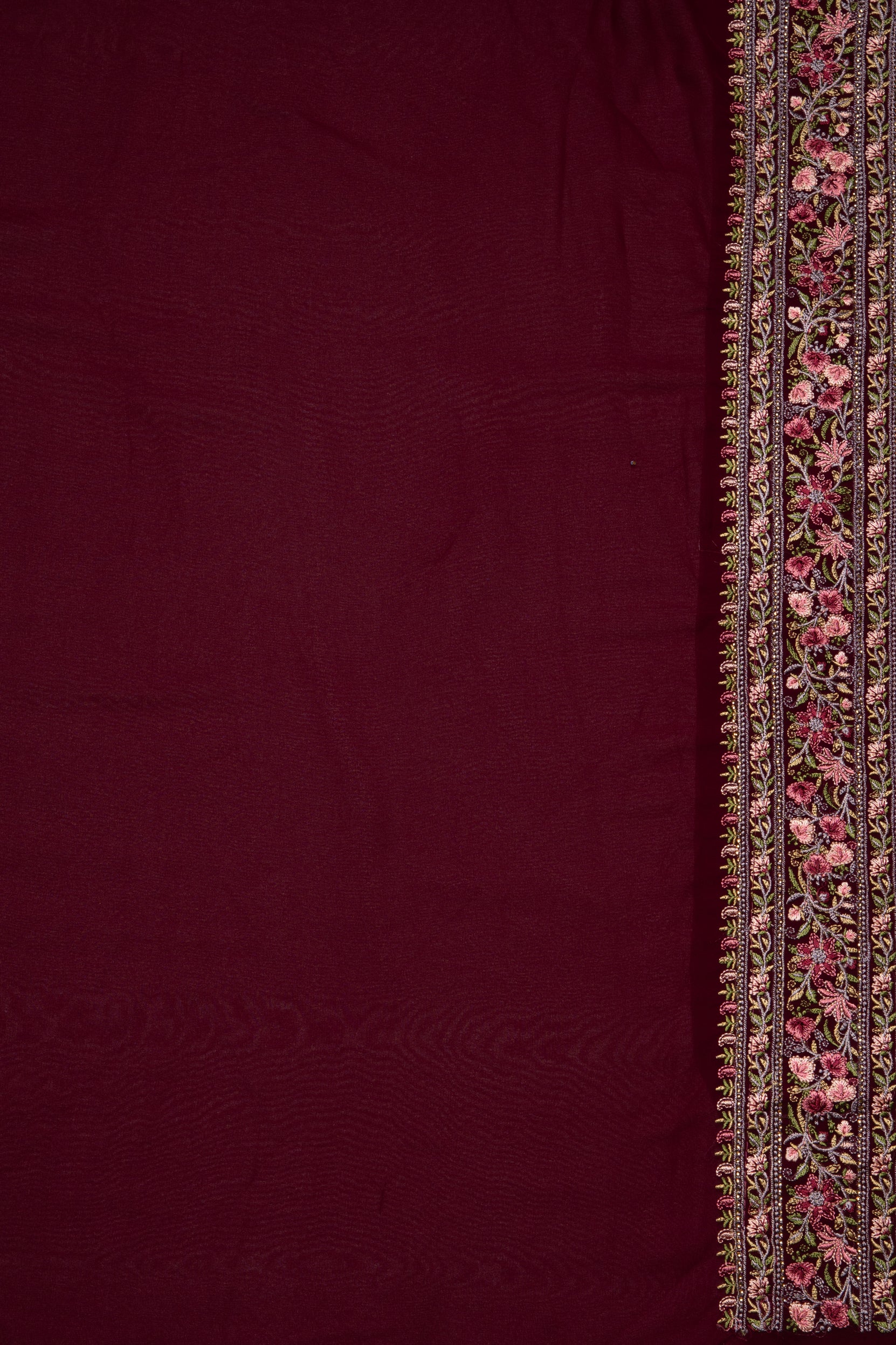 Wine Georgette Pashmina Saree