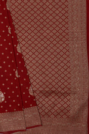 Rust Tussar Silk Banarasi Saree with Gold Zari Parna butti