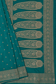 Peacock Green Katan Silk Banarasi Saree with Paisley Pallu and Jaal brocade blouse