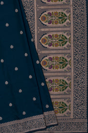 Sapphire Blue Katan Silk Banarasi Saree with Resham Meenakari Pallu