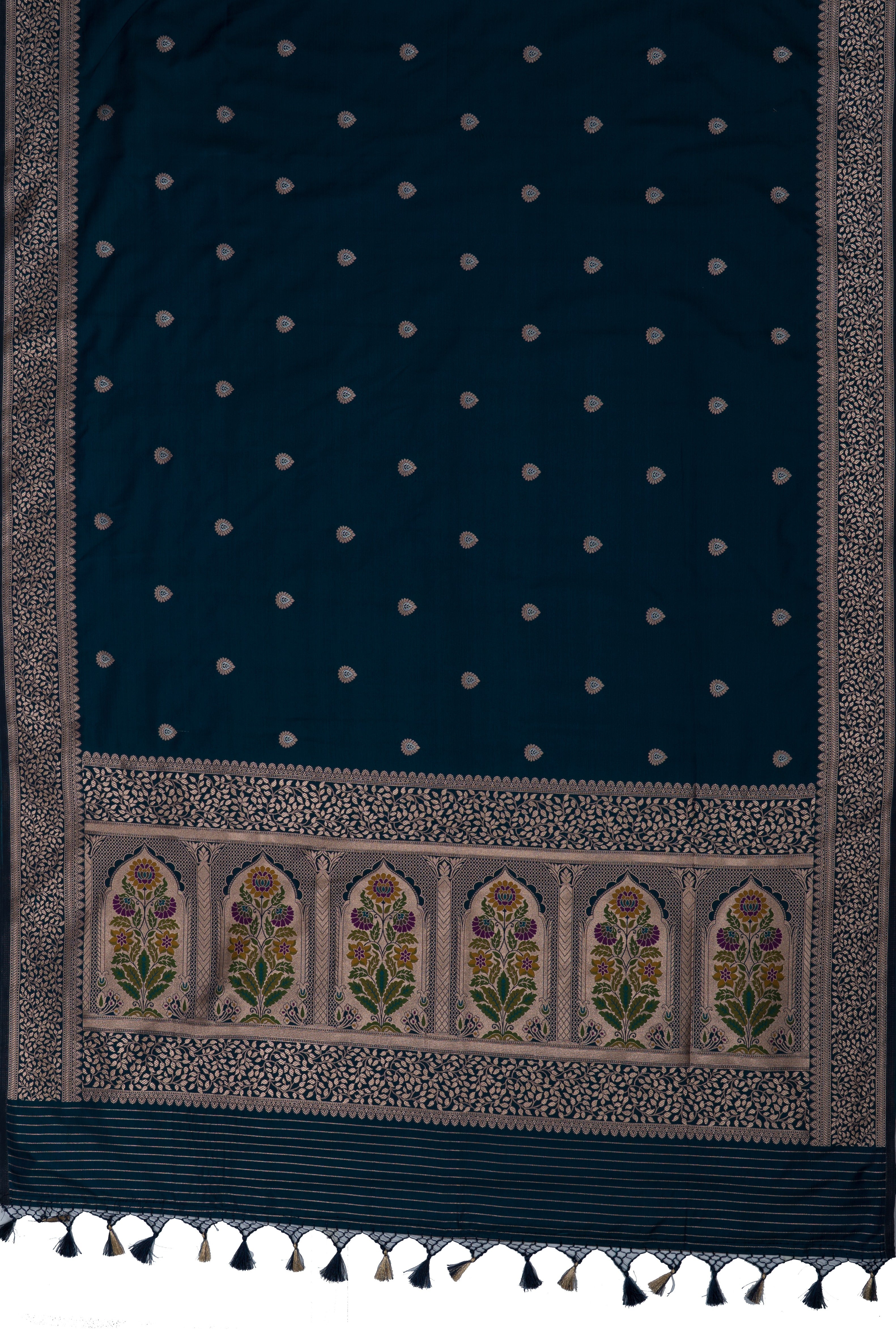 Sapphire Blue Katan Silk Banarasi Saree with Resham Meenakari Pallu