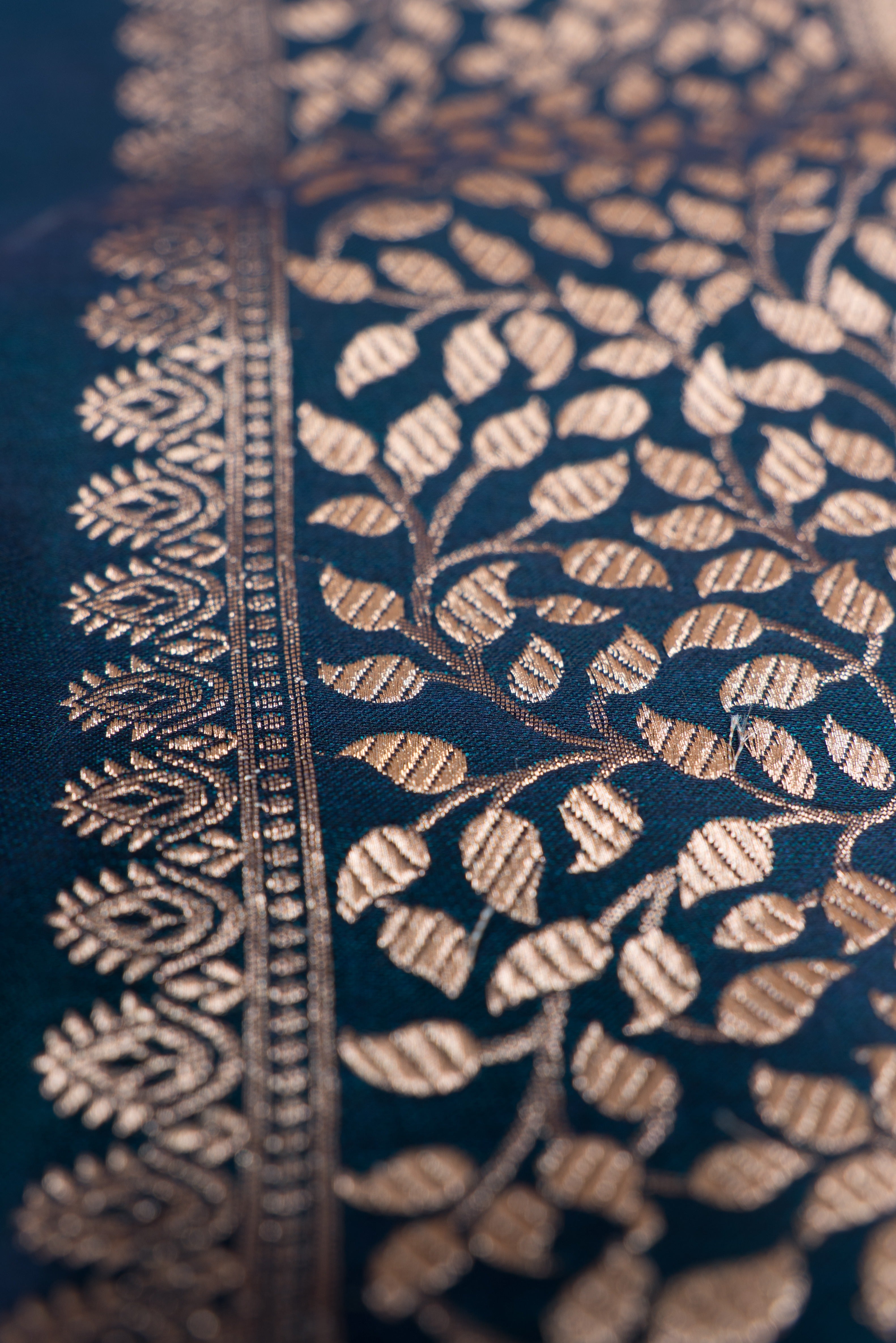 Sapphire Blue Katan Silk Banarasi Saree with Resham Meenakari Pallu