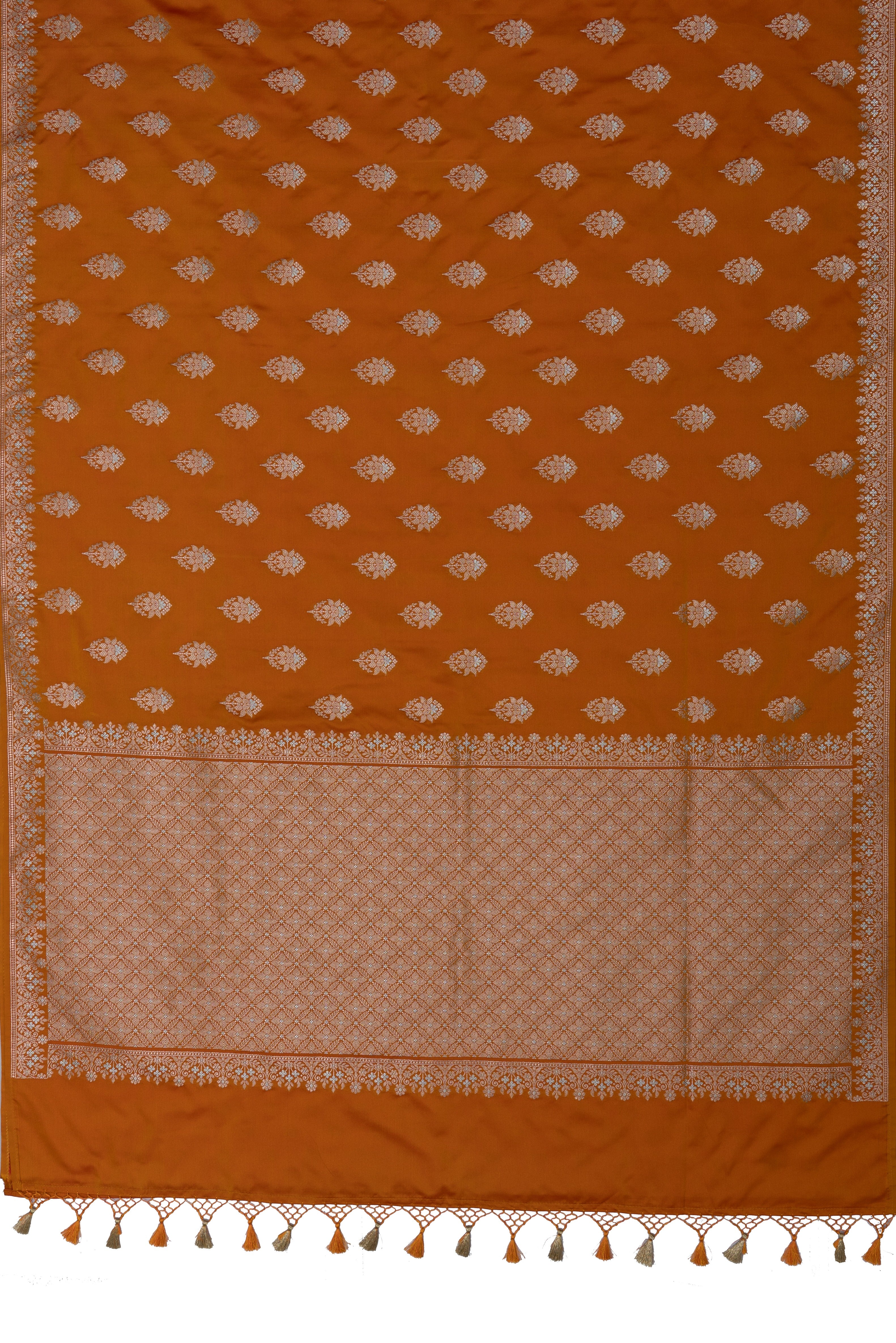 Royal Mustard Katan Silk Banarasi Saree with Dual Zari Border