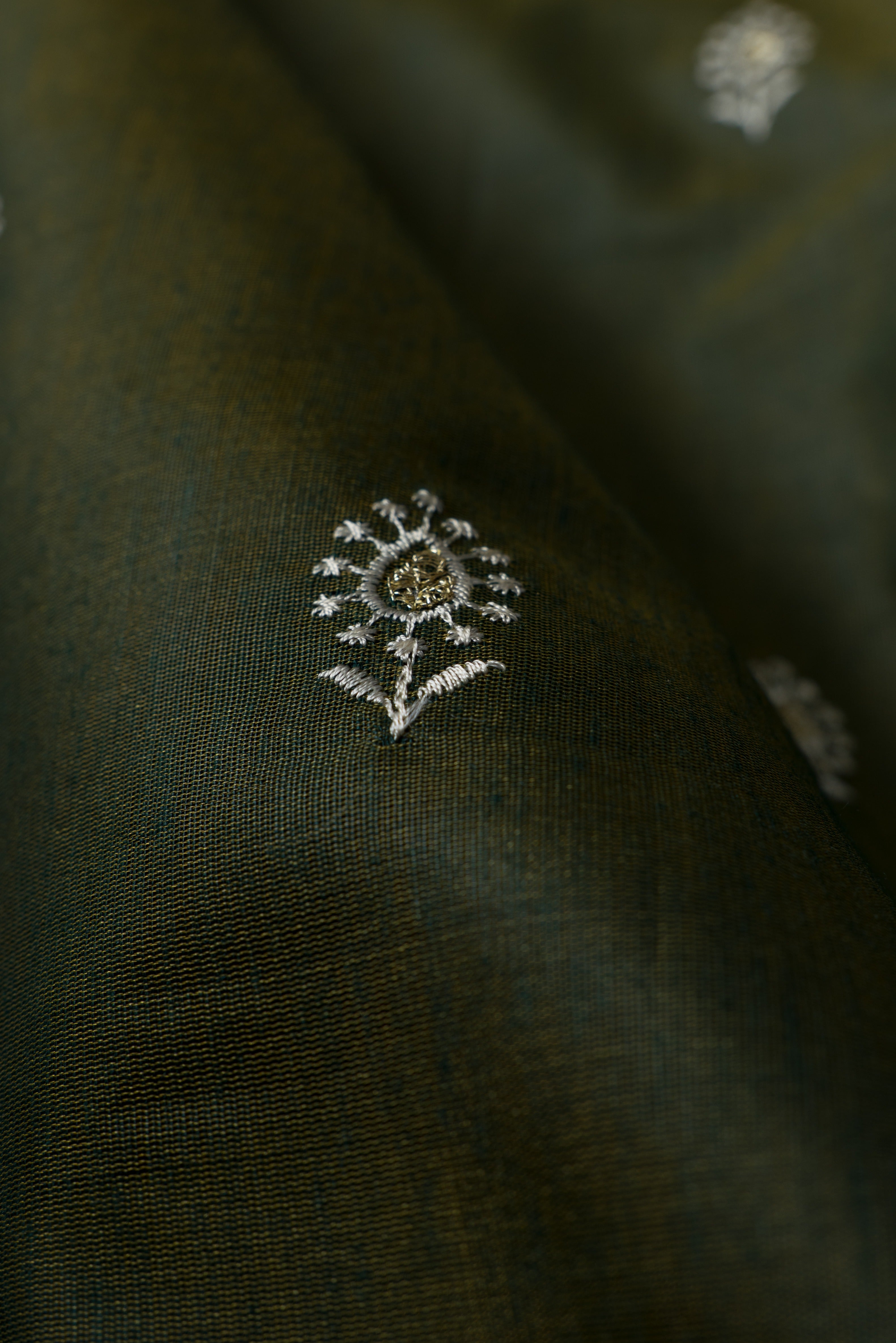 Mehndi Green Cotton Saree with Mukul butti and Resham Pallu