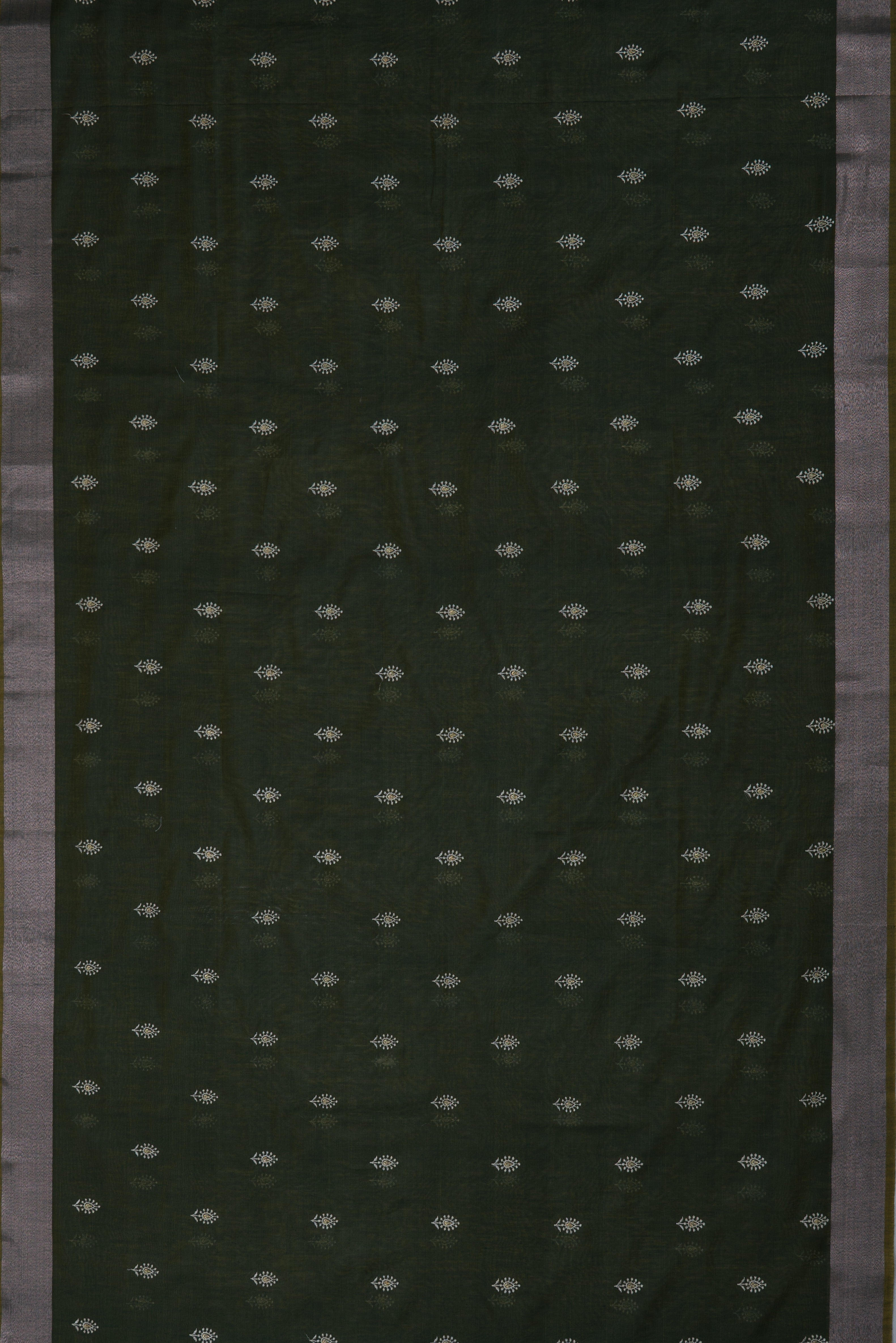 Mehndi Green Cotton Saree with Mukul butti and Resham Pallu