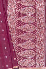 Cherry Red Jamdhani Cotton Paithani Saree with Resham stripes, Zari butti and Sequins work