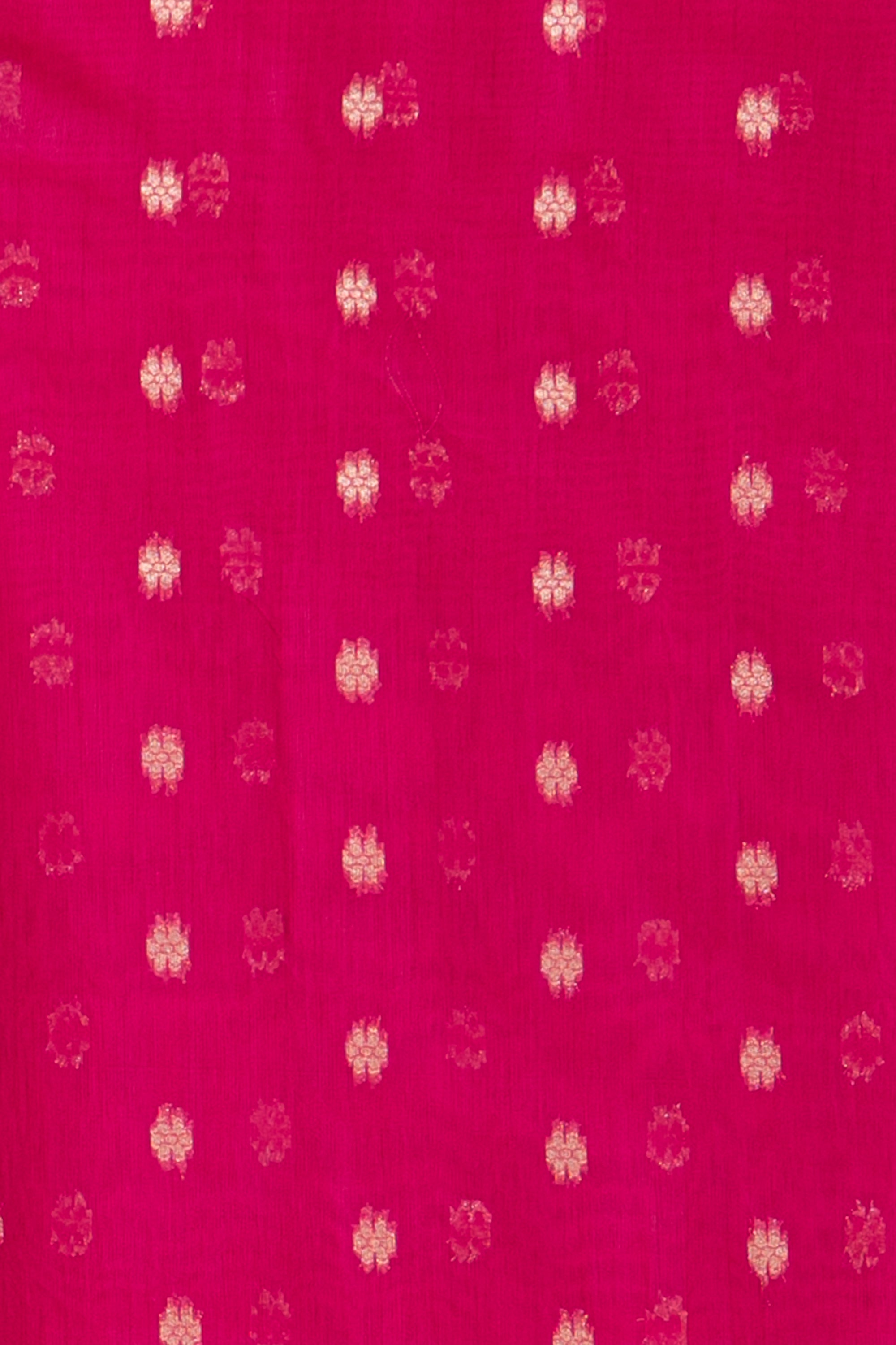 Rani Pink Jamdhani Cotton Paithani Saree with Resham stripes, Zari butti and Sequins work