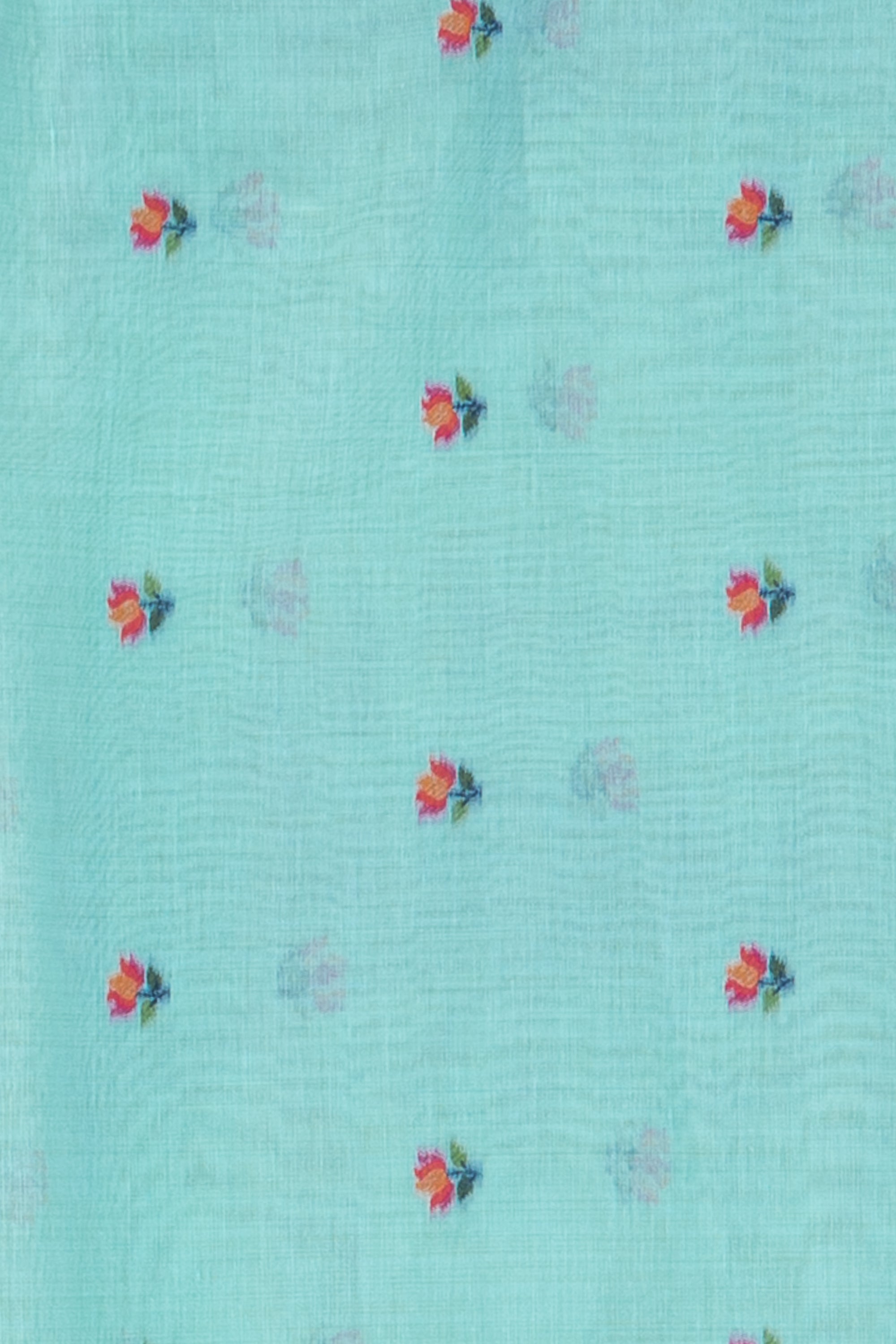 Sea Green Cotton Saree with Padma Pallu and Resham threadwork butti